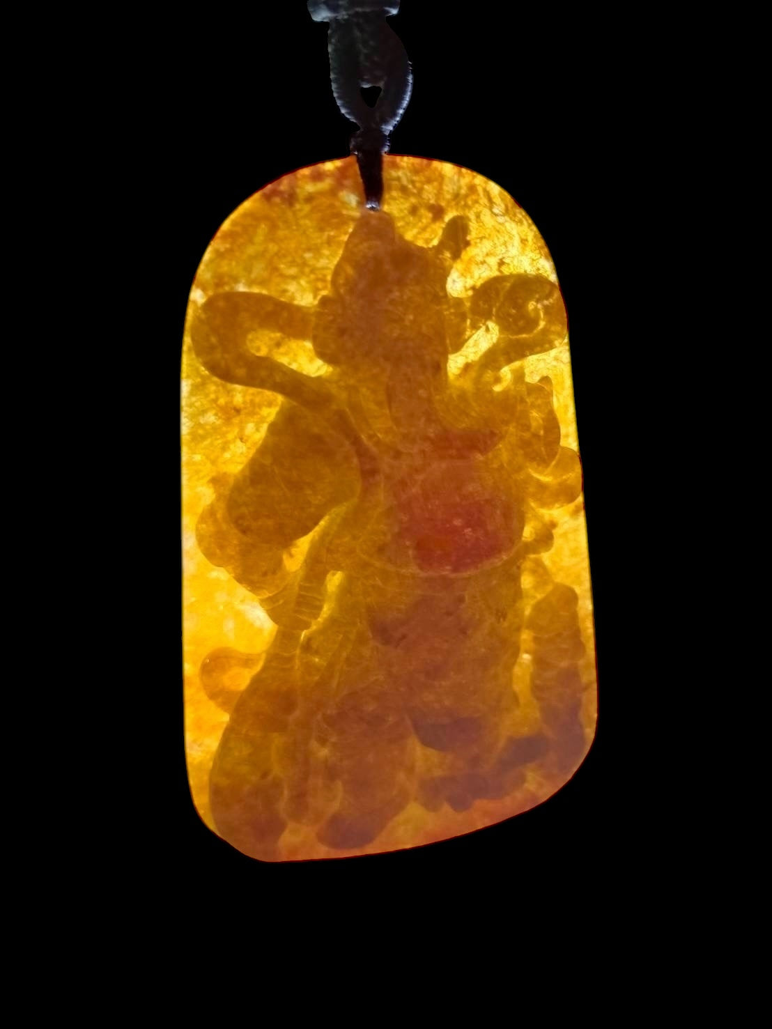 #779 Red Burma Jadeite, Guan Kong Pendant