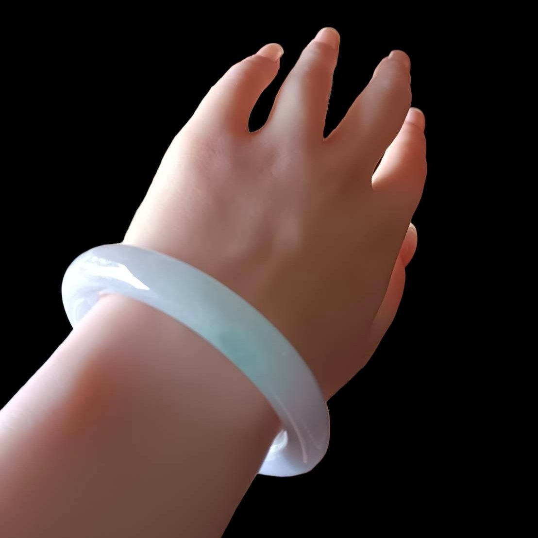 #373 GIA Certified Translucent Lavender Green Burma Jadeite Jade Bangle Bracelet (58x11.4x11.4 mm)