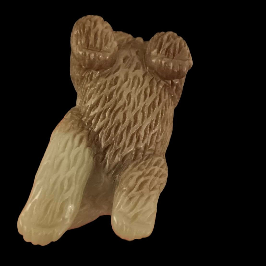 #619 Hetian Nephrite Jade Brown Bear Figurine/Display