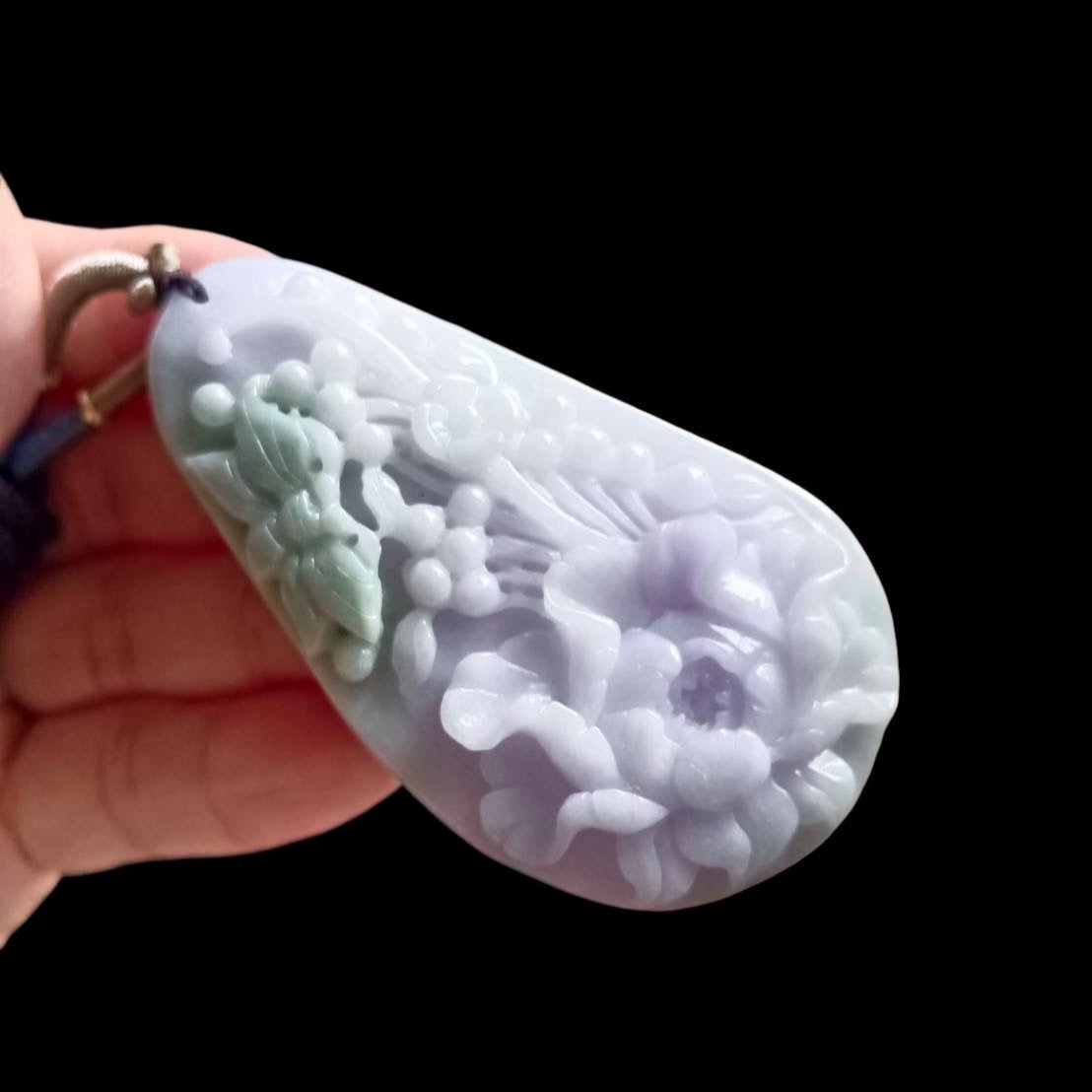 #670 AGL Certified Natural Lavender Burma Jadeite Flowers Pendant