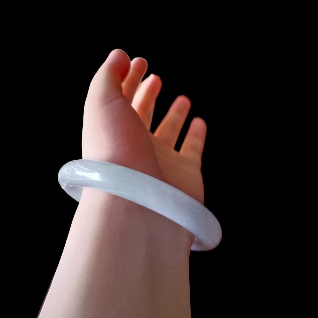 #373 GIA Certified Translucent Lavender Green Burma Jadeite Jade Bangle Bracelet (58x11.4x11.4 mm)