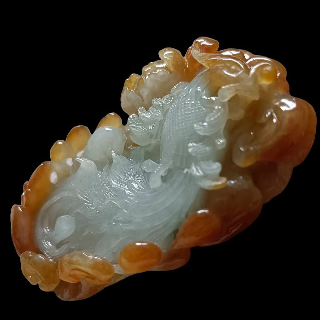 #554 GIA Certified Natural Translucent Red Burma Jadeite, Phoenix Pendant