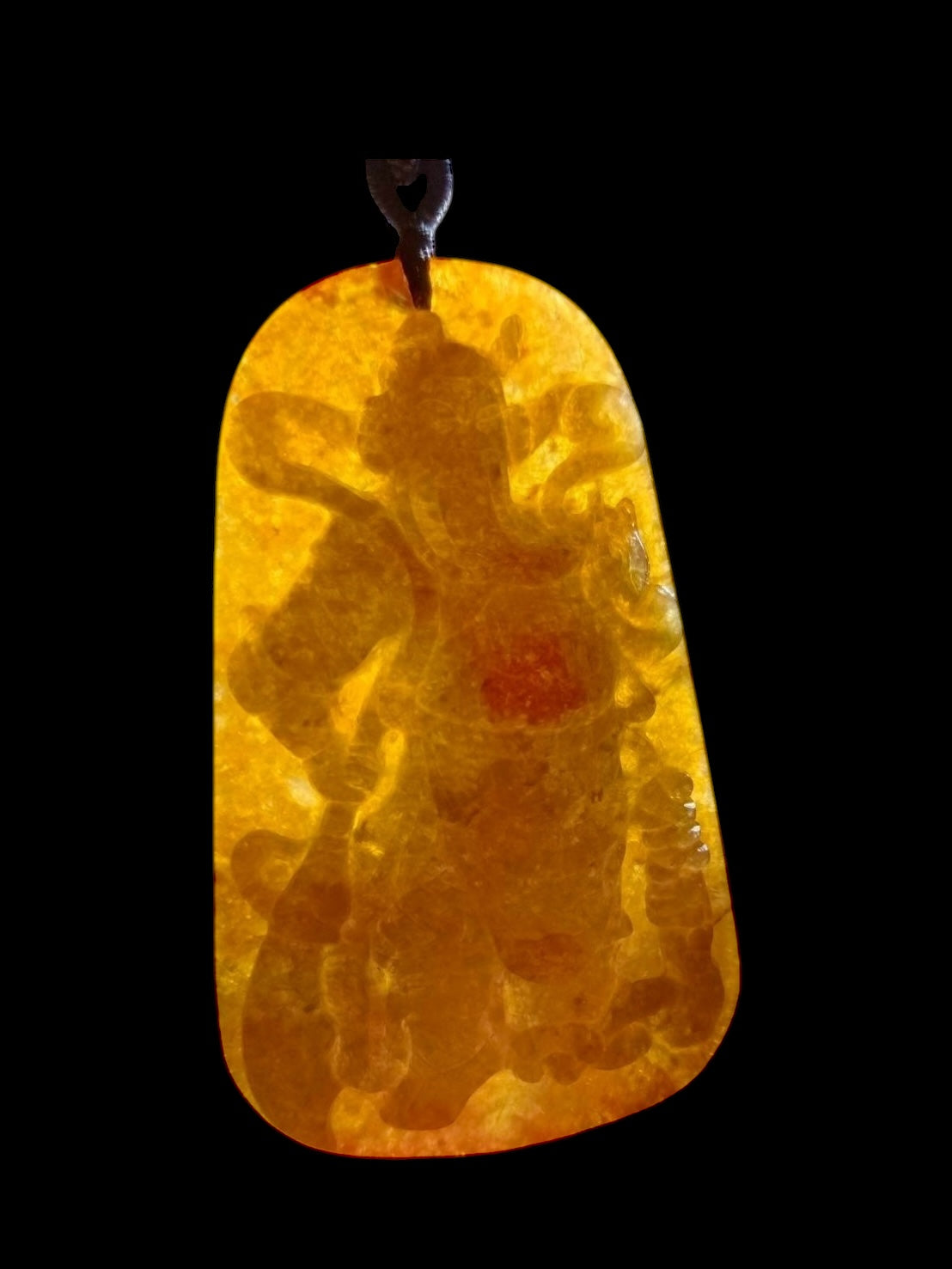 #779 Red Burma Jadeite, Guan Kong Pendant
