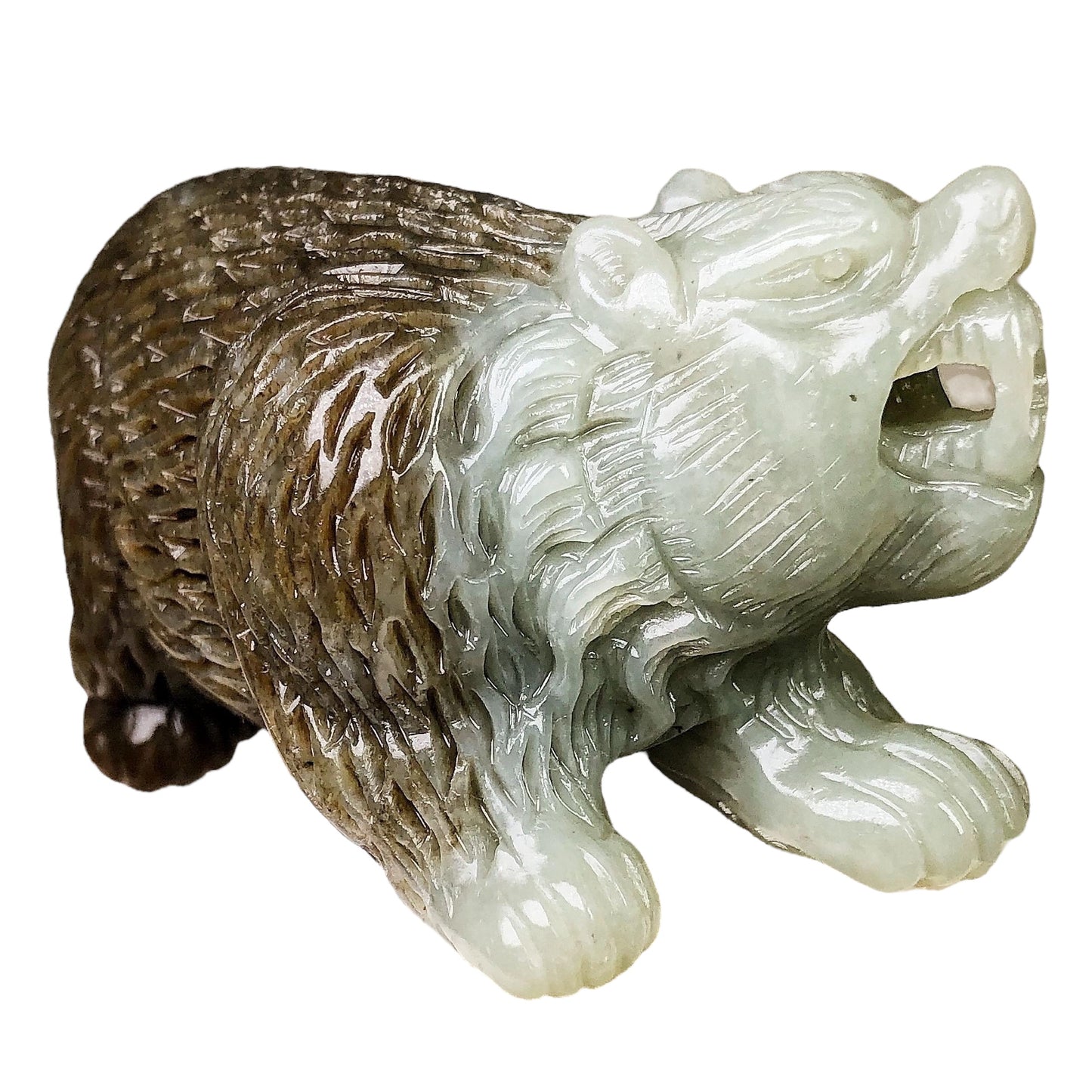 #619 Hetian Nephrite Jade Brown Bear Figurine/Display