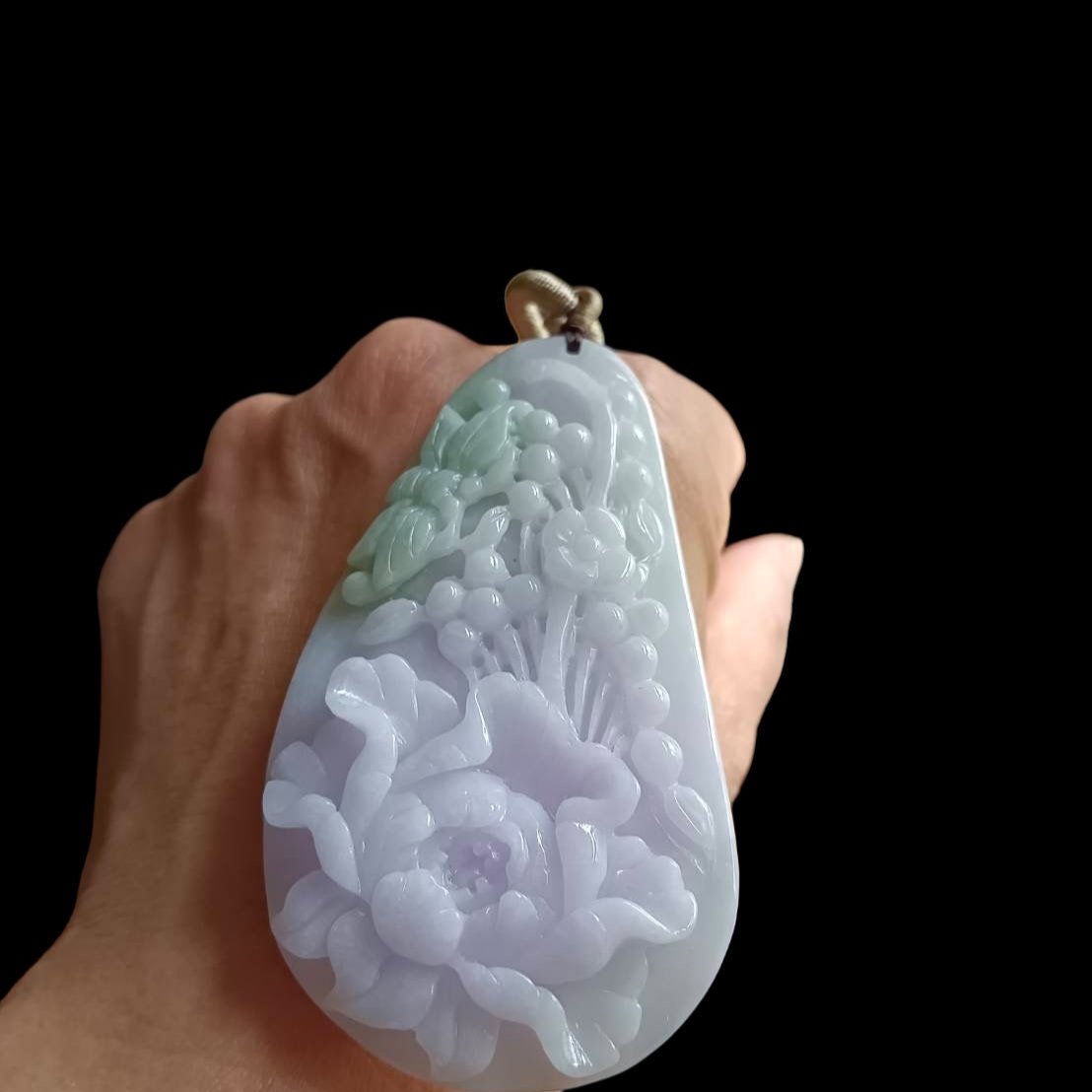 #670 AGL Certified Natural Lavender Burma Jadeite Flowers Pendant