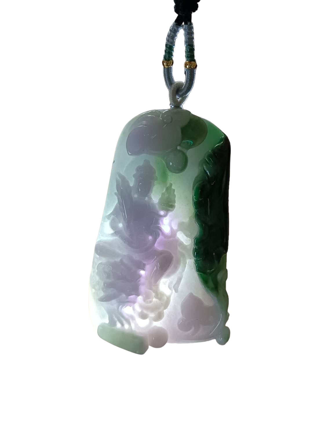 #628 AGL Certified Natural Lavender and Green Burma Jadeite Bodhisattva Akasagarbha Pendant