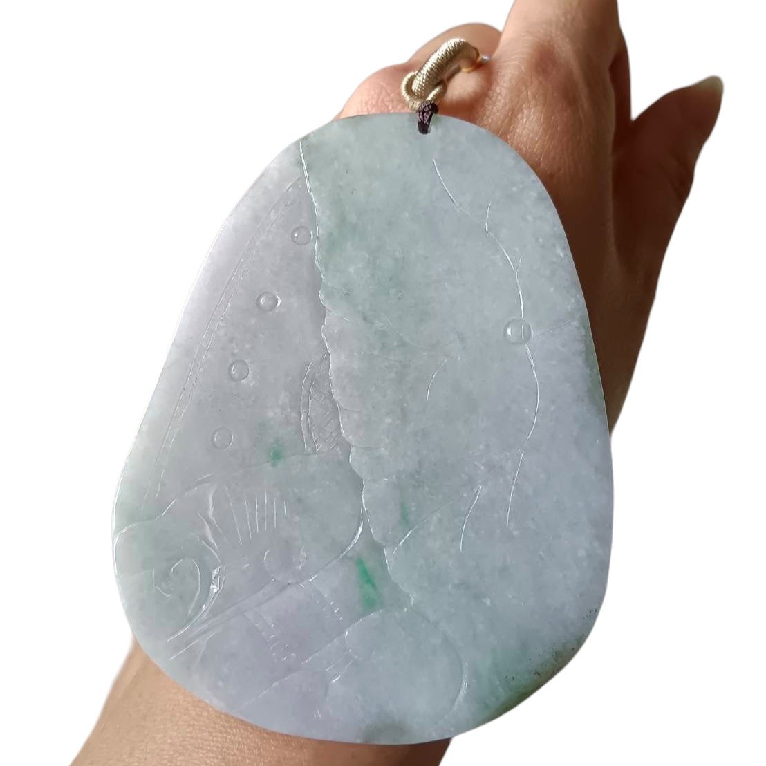 #644 AGL Certified Natural Lavender and Green Burma Jadeite Happy Buddha Pendant