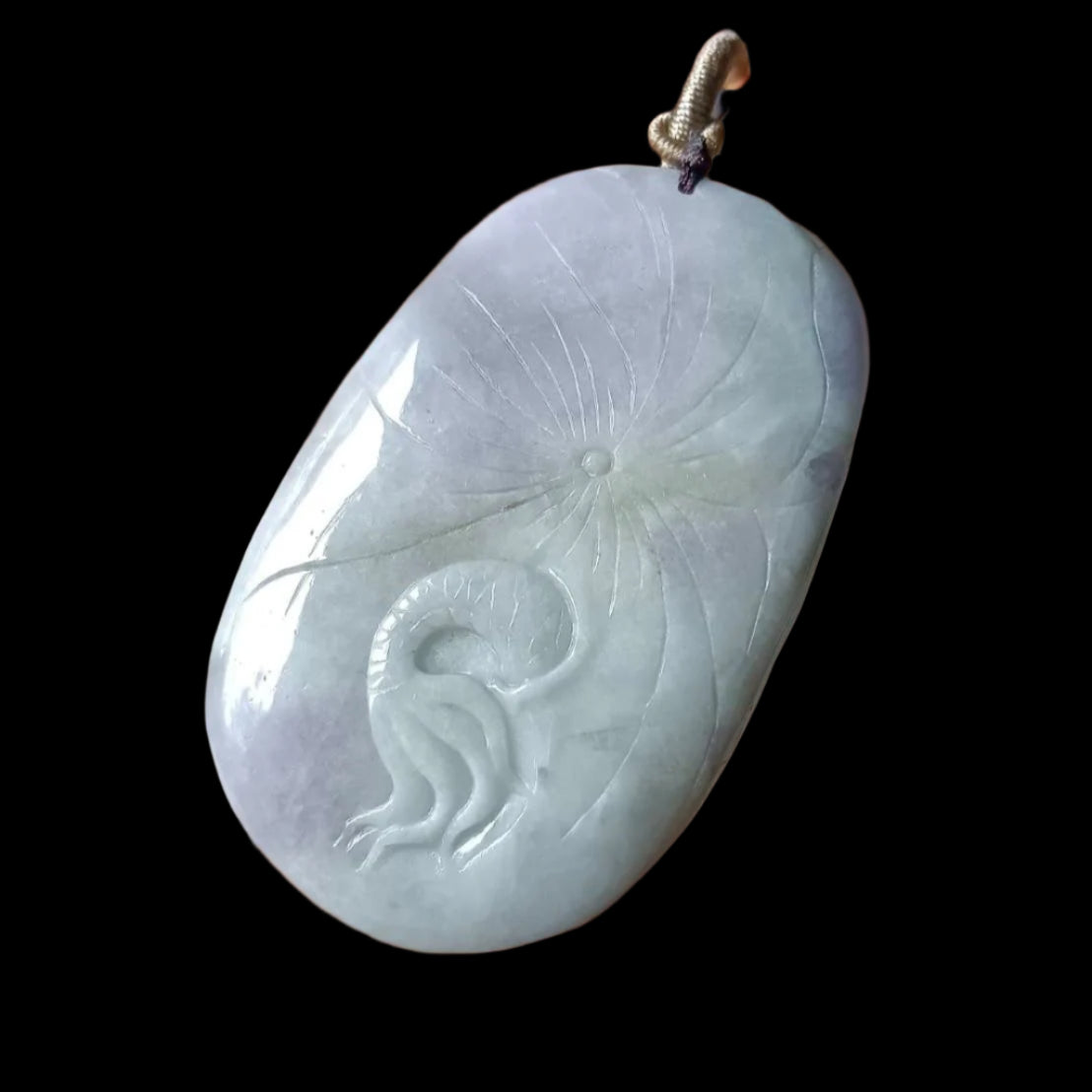 #639 AGL Certified Natural Lavender and Green Burma Jadeite Dragon Pendant