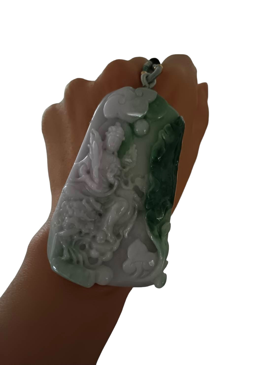 #628 AGL Certified Natural Lavender and Green Burma Jadeite Bodhisattva Akasagarbha Pendant