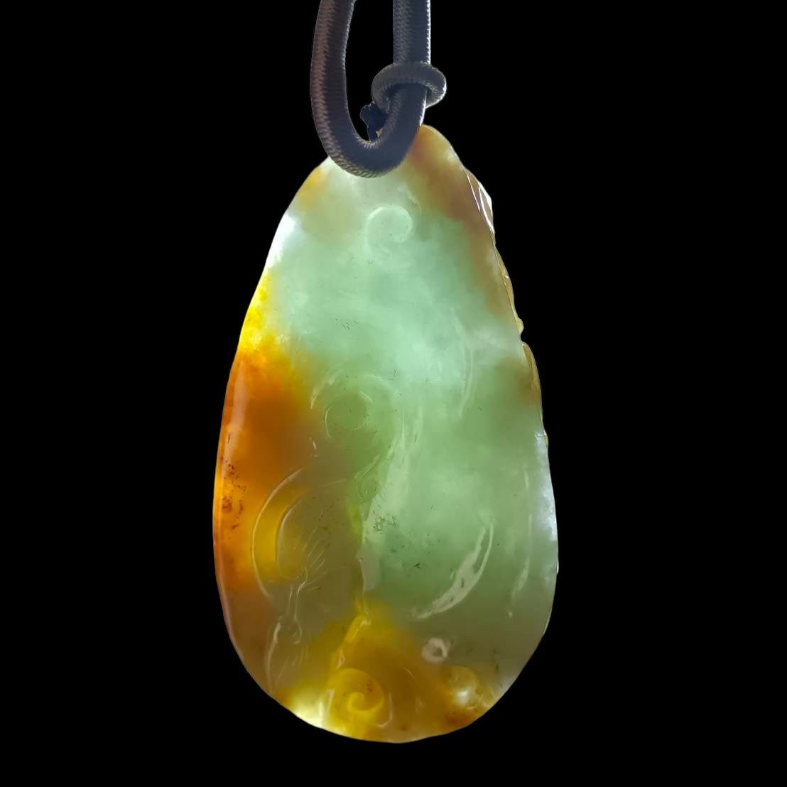 #643 AGL Certified Natural Yellow and Green Burma Jadeite "Five Rats Bring Wealth" Pendant