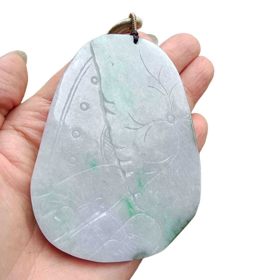 #644 AGL Certified Natural Lavender and Green Burma Jadeite Happy Buddha Pendant