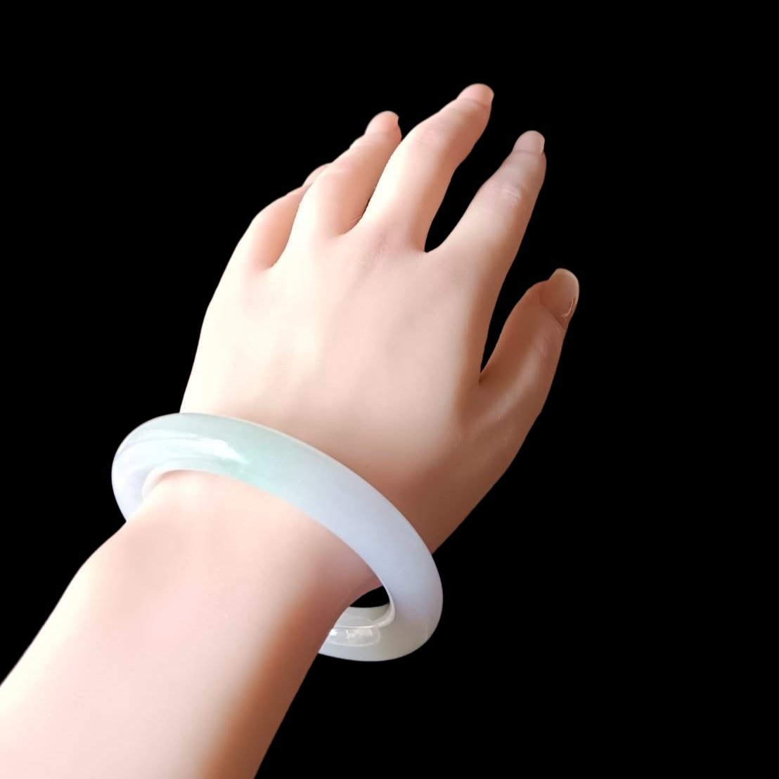 #373 GIA Certified Translucent Lavender Green Burma Jadeite Jade Bangle Bracelet (58x11.4x11.4 mm)