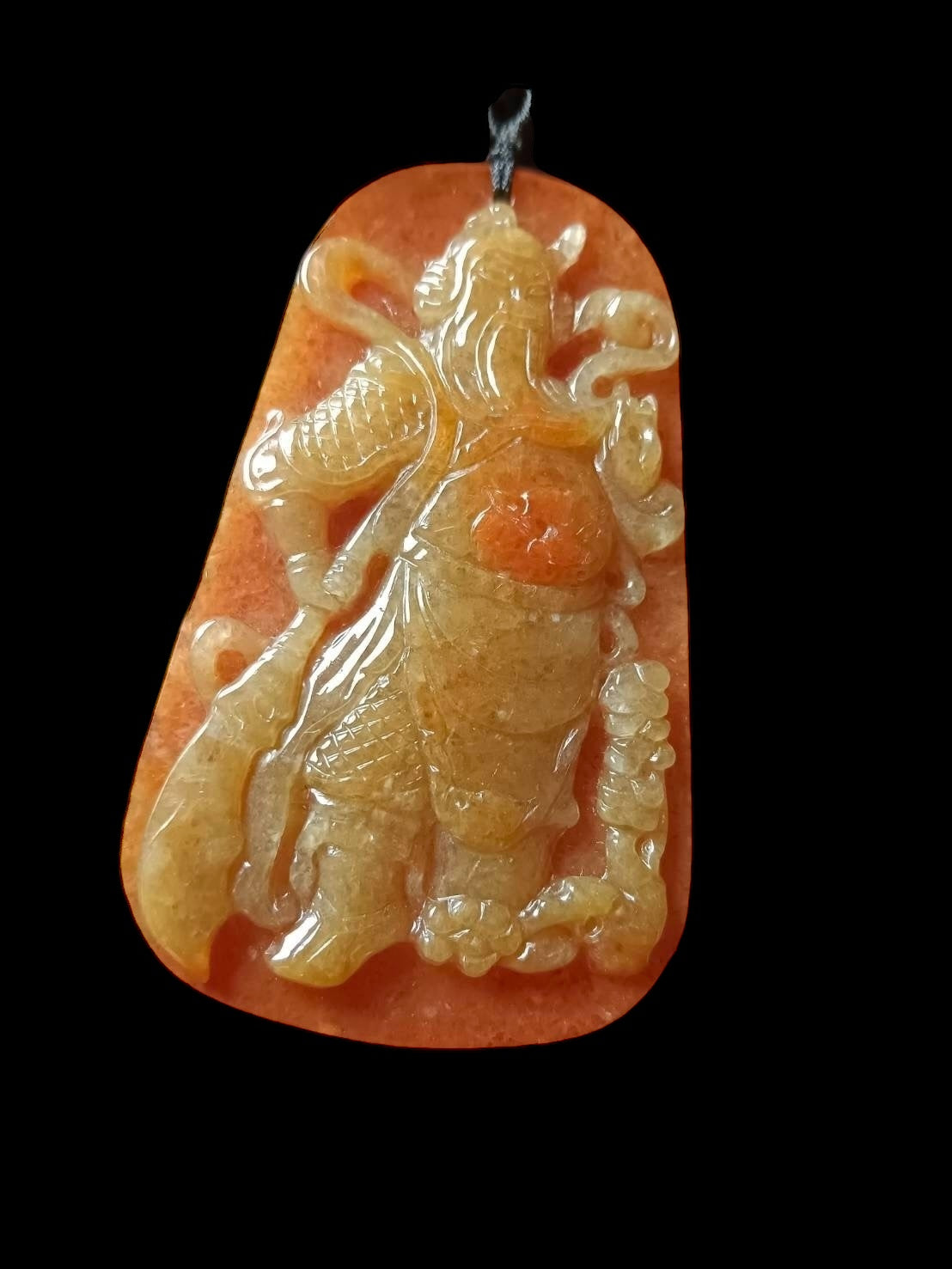 #779 Red Burma Jadeite, Guan Kong Pendant