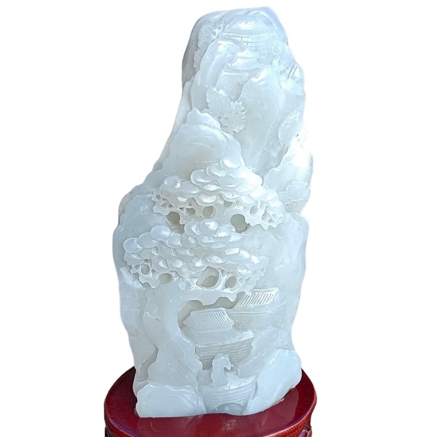 #733 AGL Certified Natural White Nephrite Jade Landscape Statuary