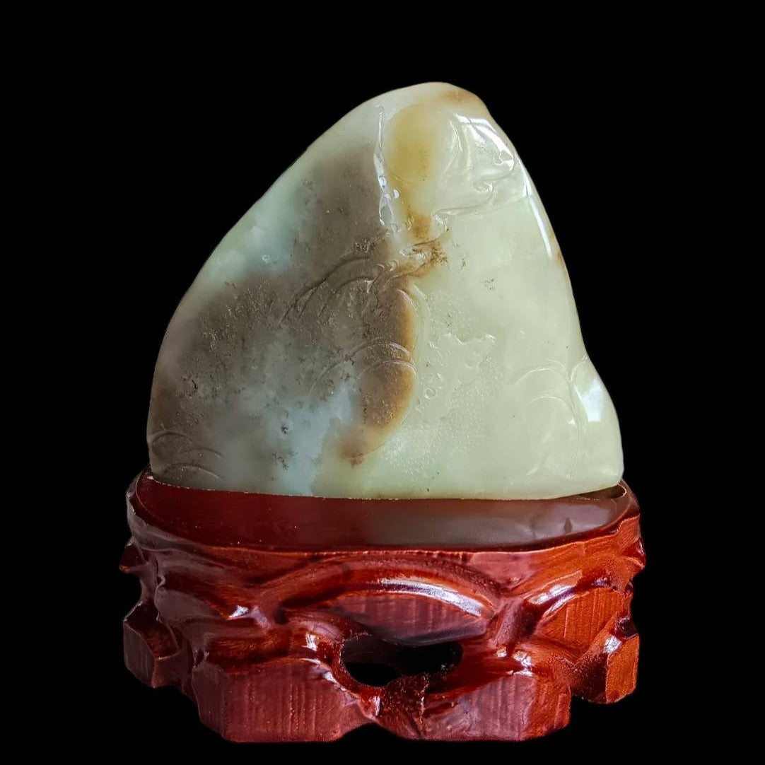 #734 AGL Certified Natural Brown Sugar Nephrite Jade Dragon Statuary