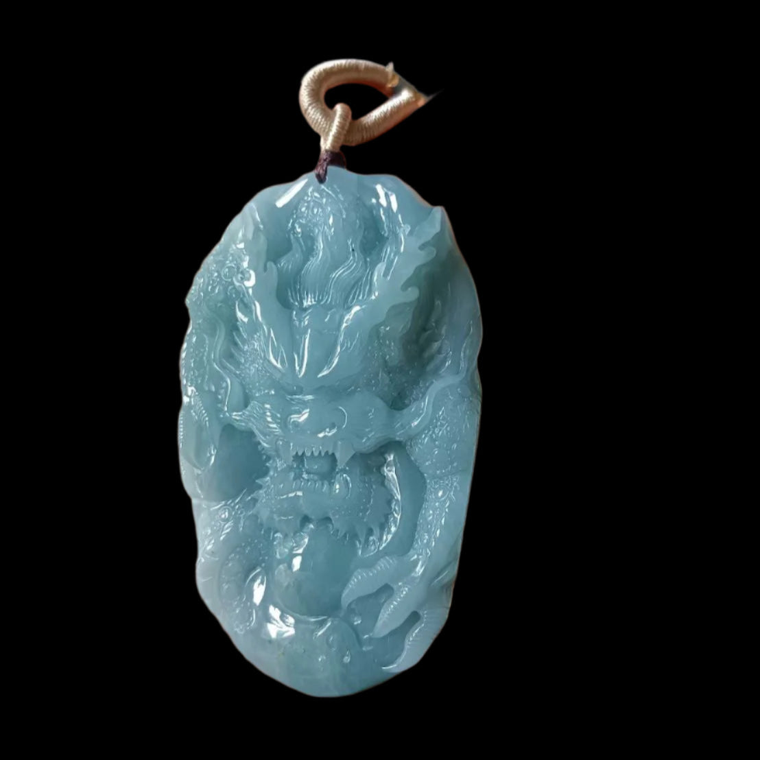 #640 AGL Certified Natural Guatemala Jadeite Dragon Pendant