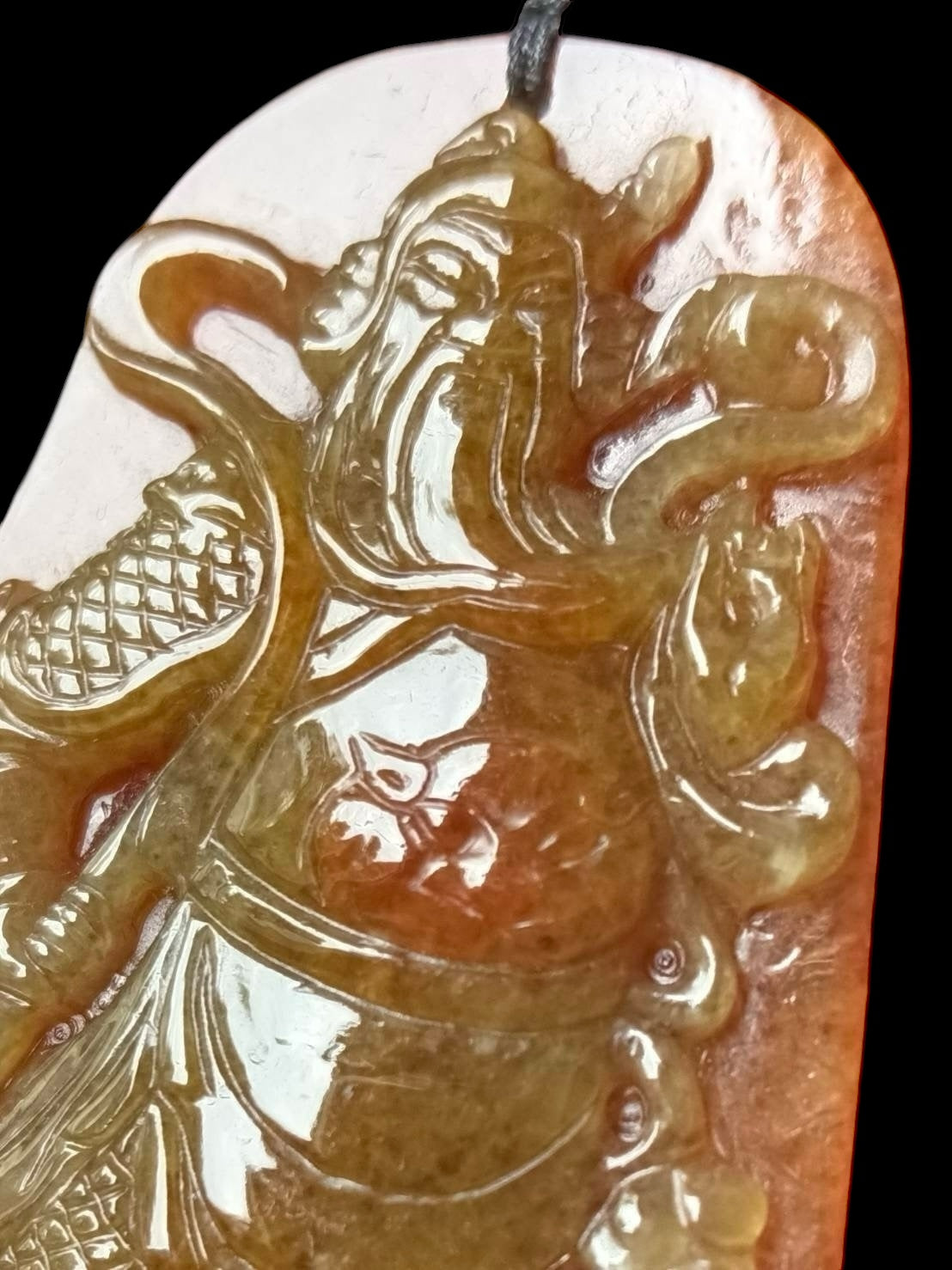 #779 Red Burma Jadeite, Guan Kong Pendant