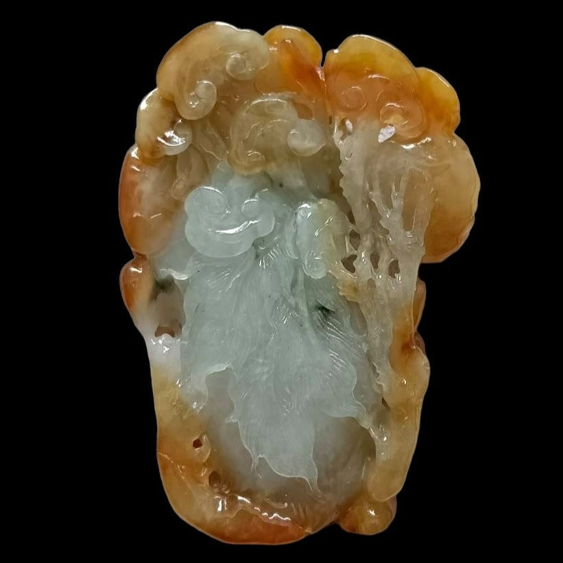 #554 GIA Certified Natural Translucent Red Burma Jadeite, Phoenix Pendant