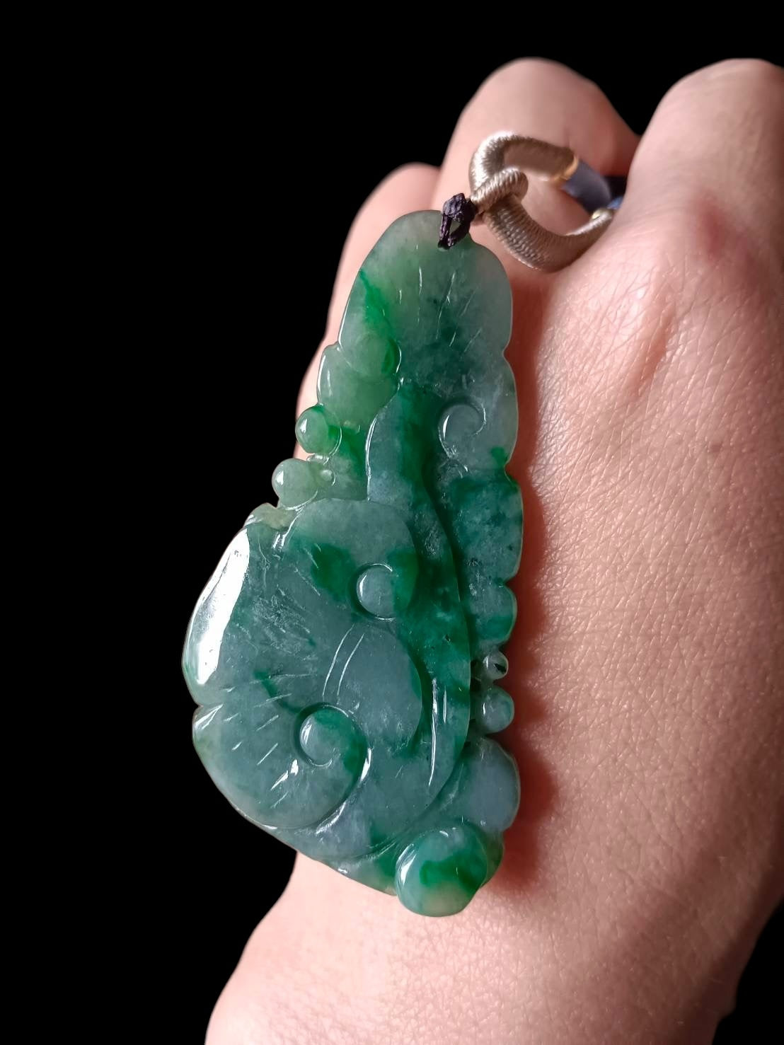 #632 AGL Certified Natural Green Burma Jadeite Phoenix Pendant
