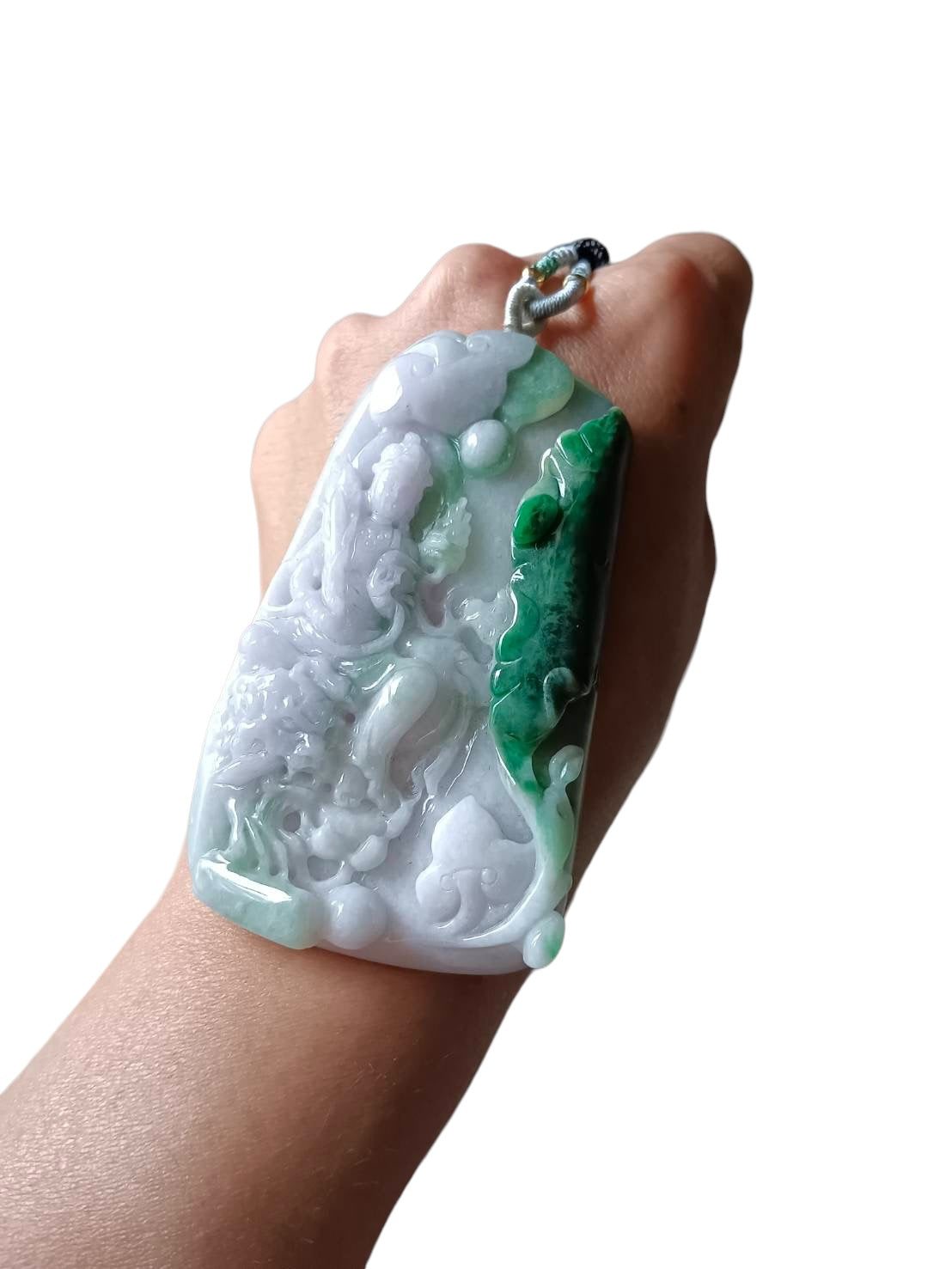 #628 AGL Certified Natural Lavender and Green Burma Jadeite Bodhisattva Akasagarbha Pendant