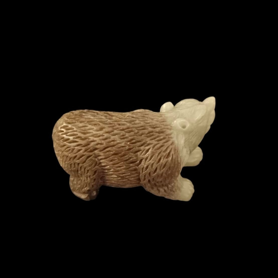 #619 Hetian Nephrite Jade Brown Bear Figurine/Display