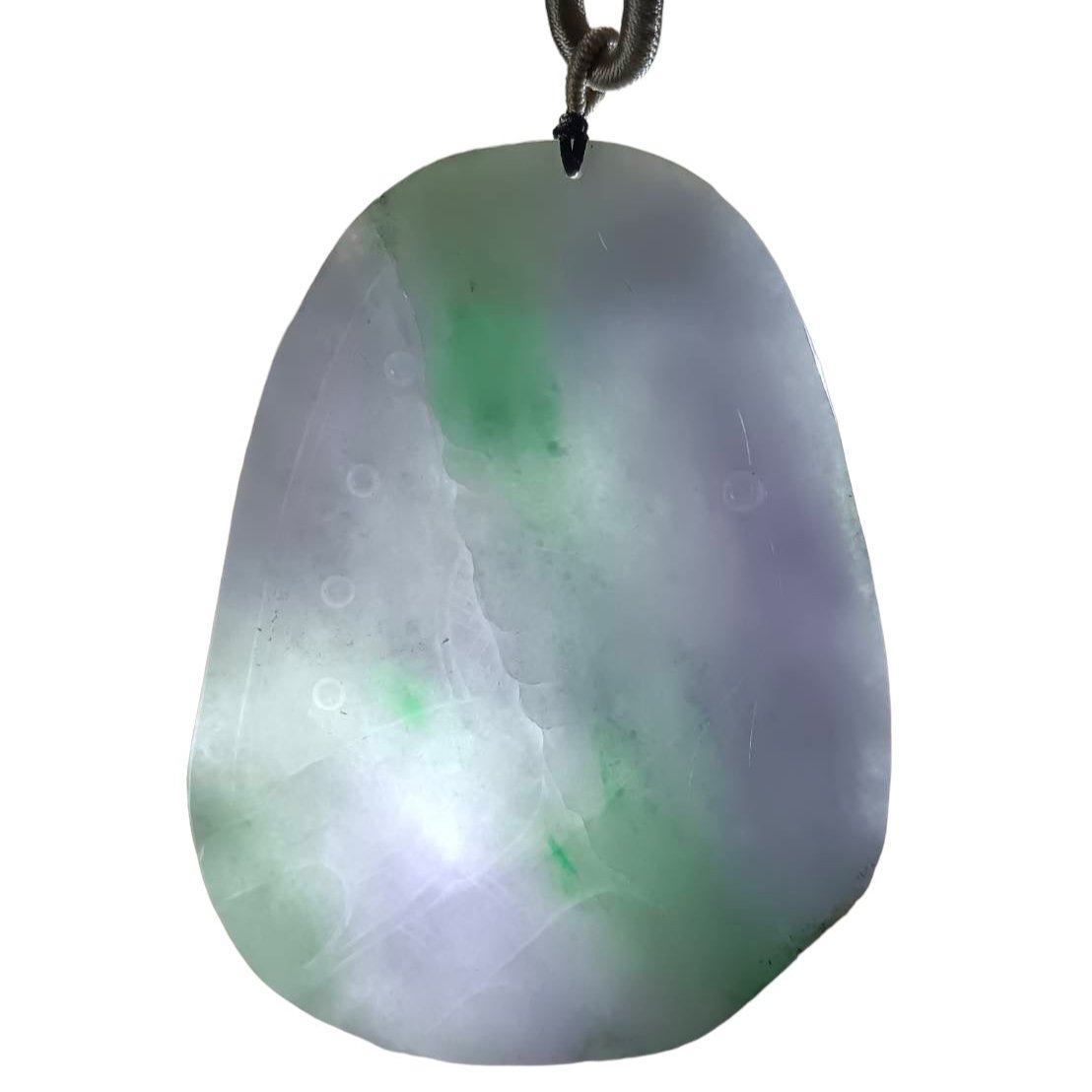 #644 AGL Certified Natural Lavender and Green Burma Jadeite Happy Buddha Pendant