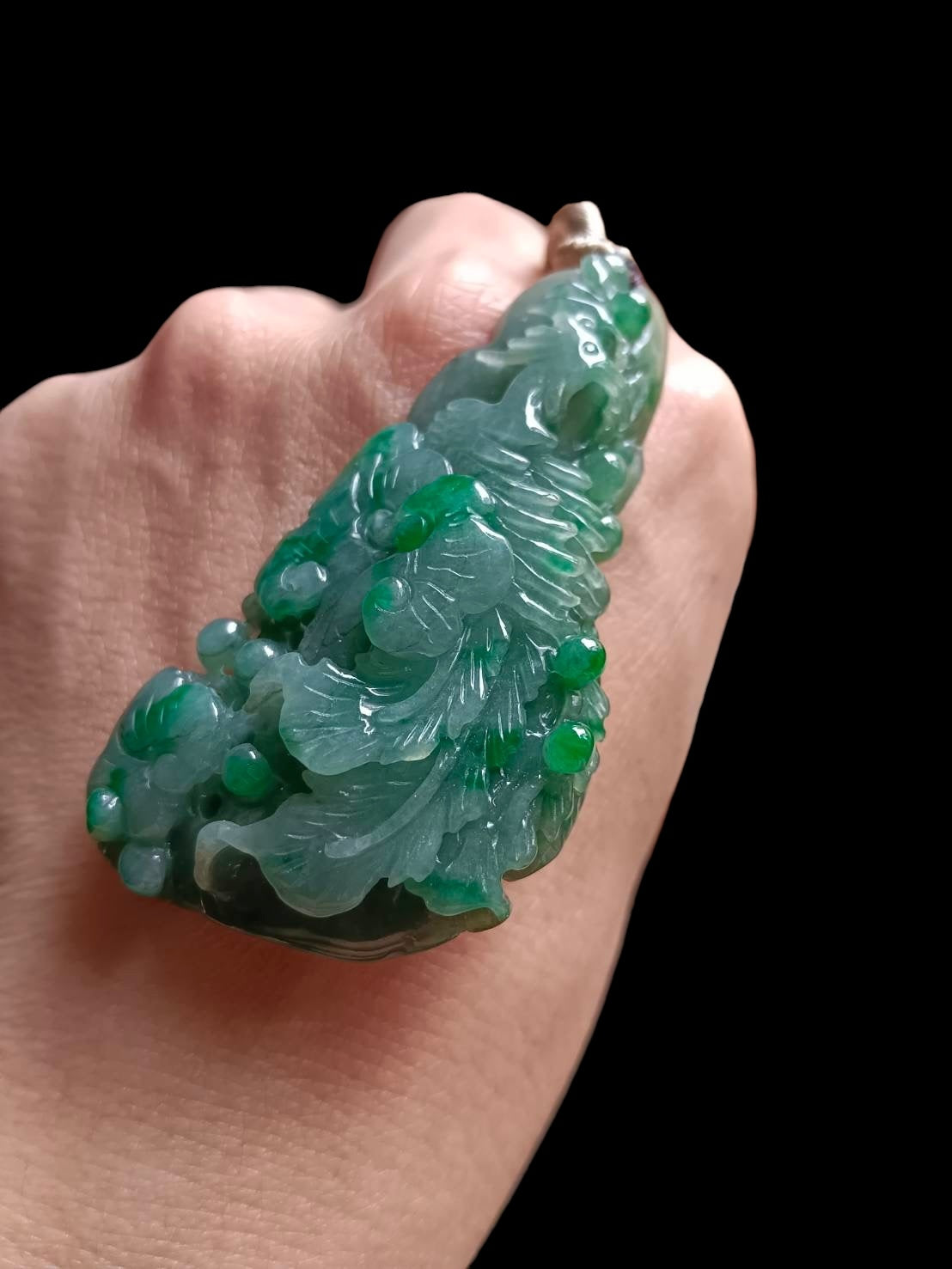 #632 AGL Certified Natural Green Burma Jadeite Phoenix Pendant