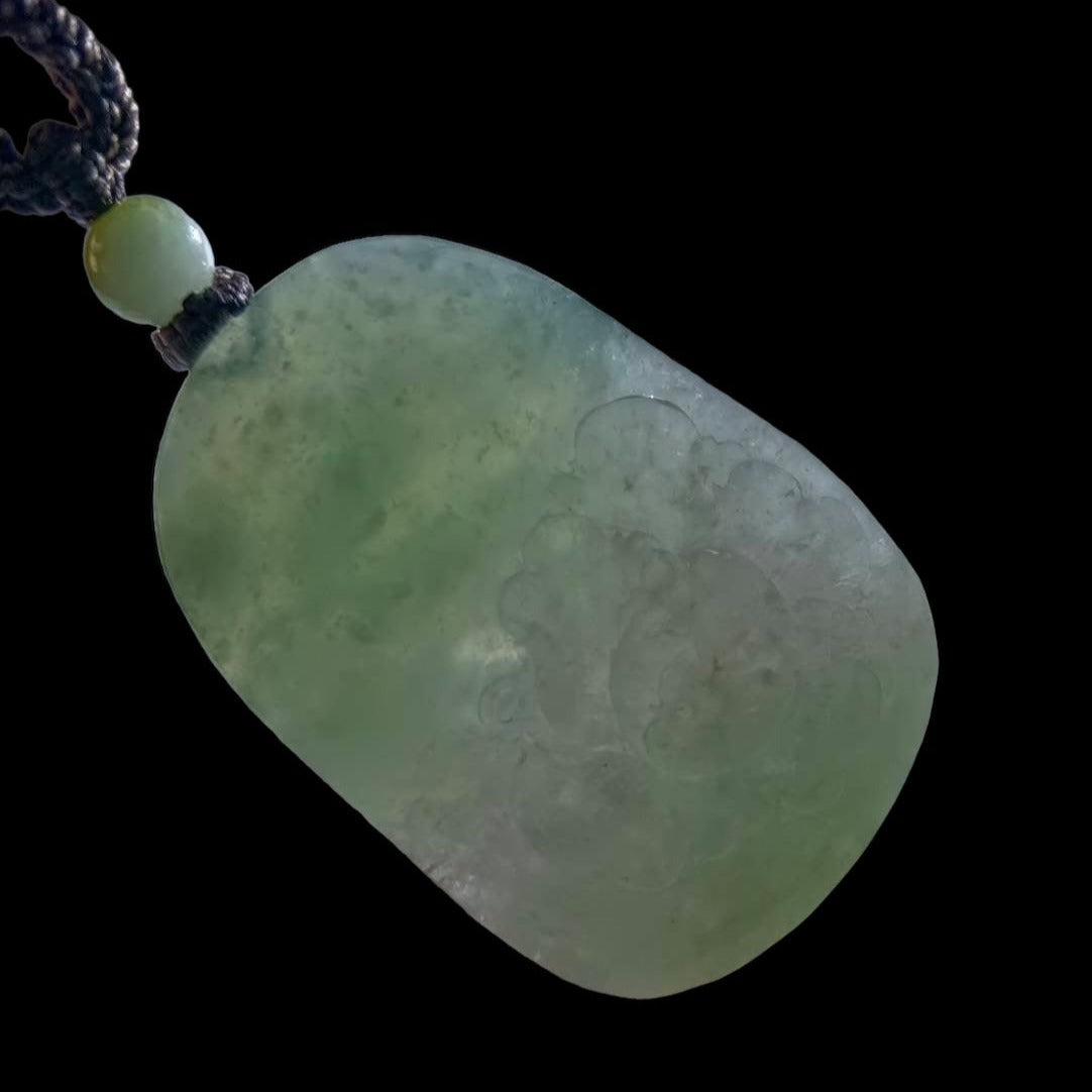 #168 GIA Certified Icy Burma Jadeite Pierced Phoenix Hollow Carving Pendant