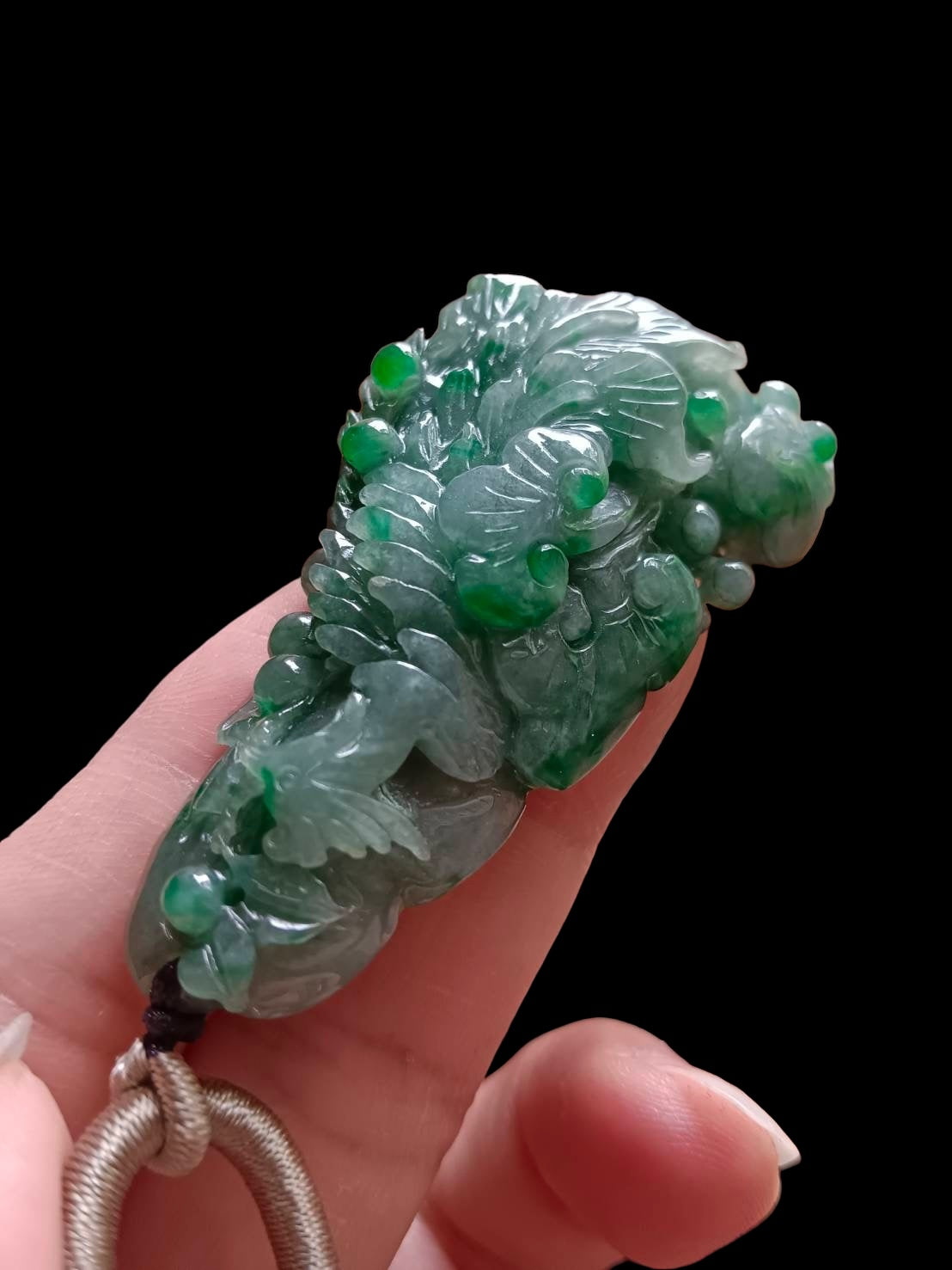 #632 AGL Certified Natural Green Burma Jadeite Phoenix Pendant