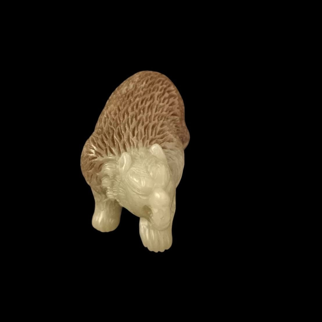 #619 Hetian Nephrite Jade Brown Bear Figurine/Display
