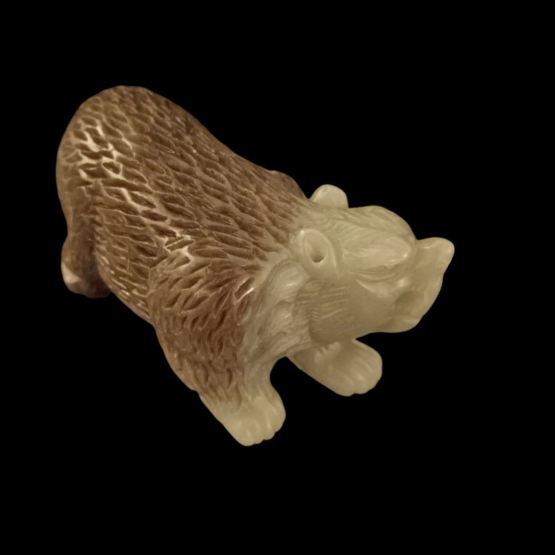 #619 Hetian Nephrite Jade Brown Bear Figurine/Display