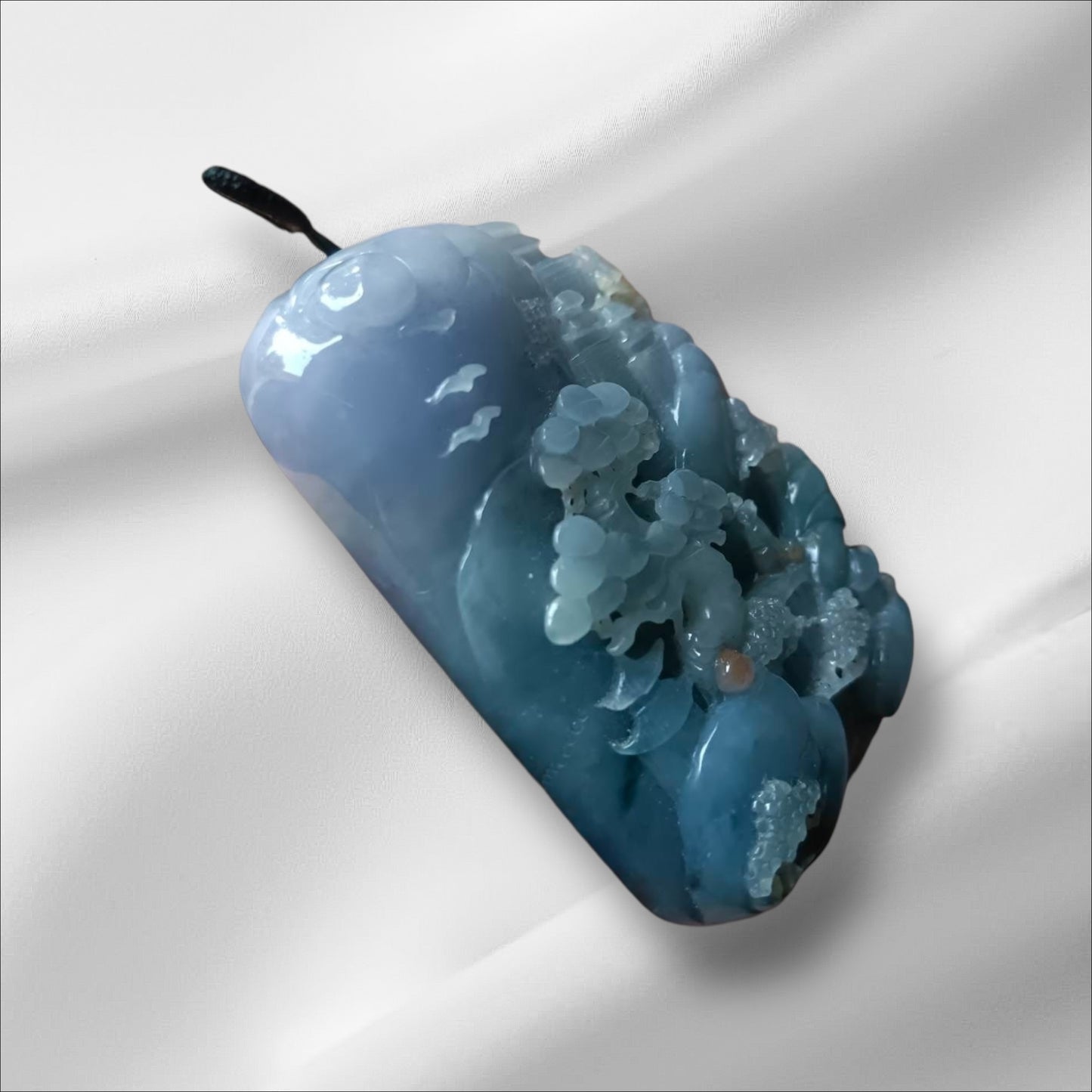 #853 AGL Certified Multi-Color Translucent Natural Jadeite, Landscape Pendant (Vintage)