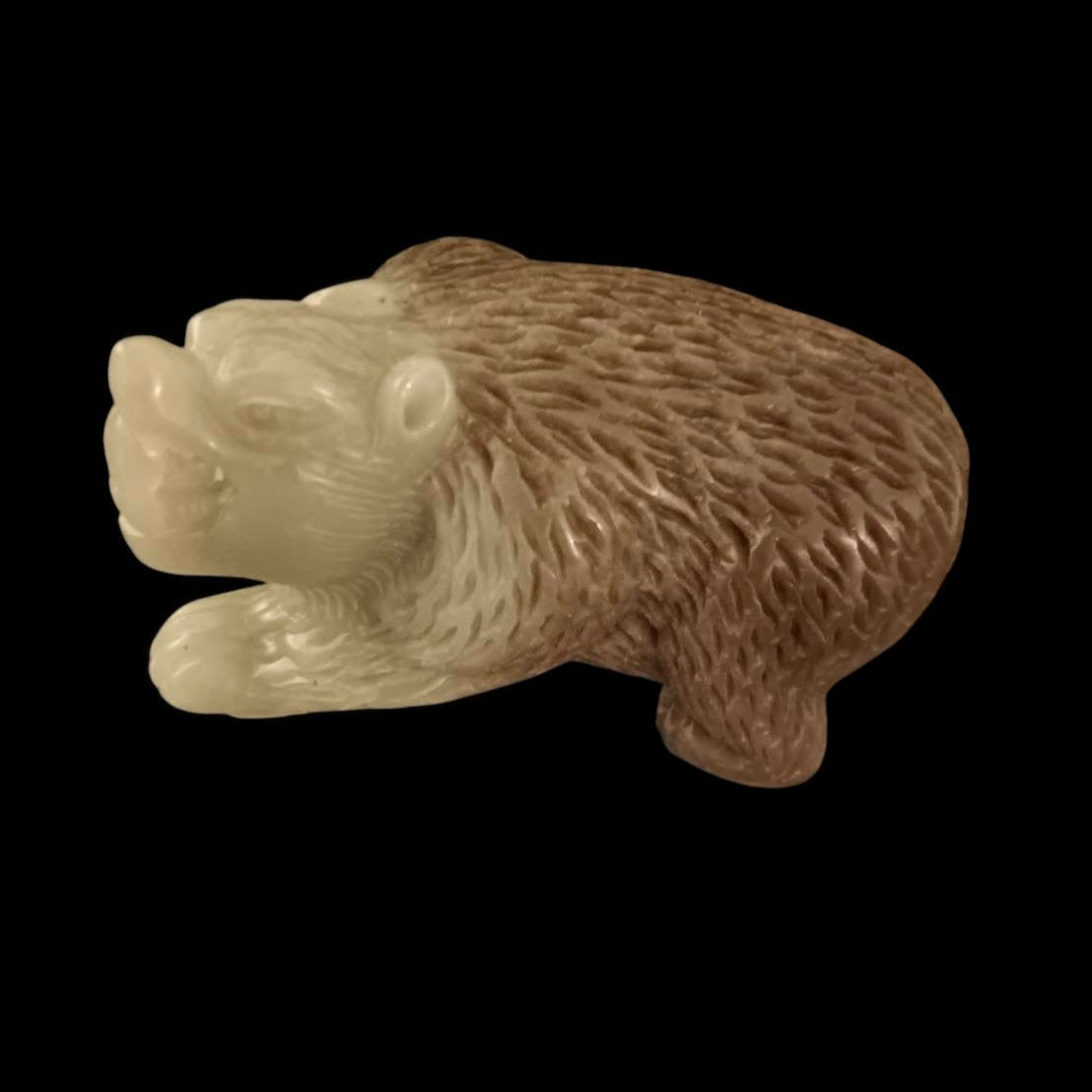 #619 Hetian Nephrite Jade Brown Bear Figurine/Display