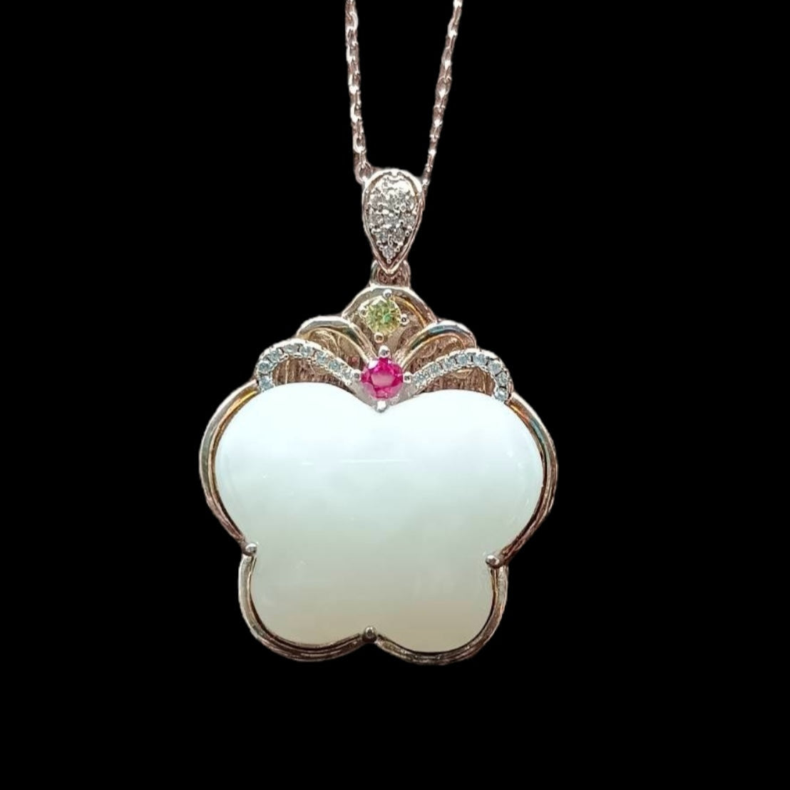 #1003 TDUGR Certified White Hetian Nephrite Jade, Butterfly Pendant