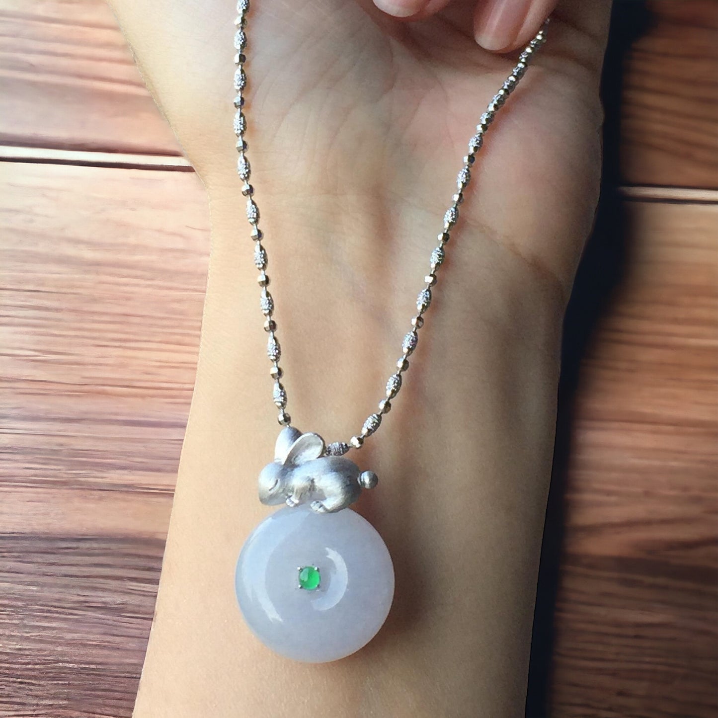 #757 GIA Certified Natural Lavender Burma Jadeite Thick Ping-An-Kou / Donut Pendant