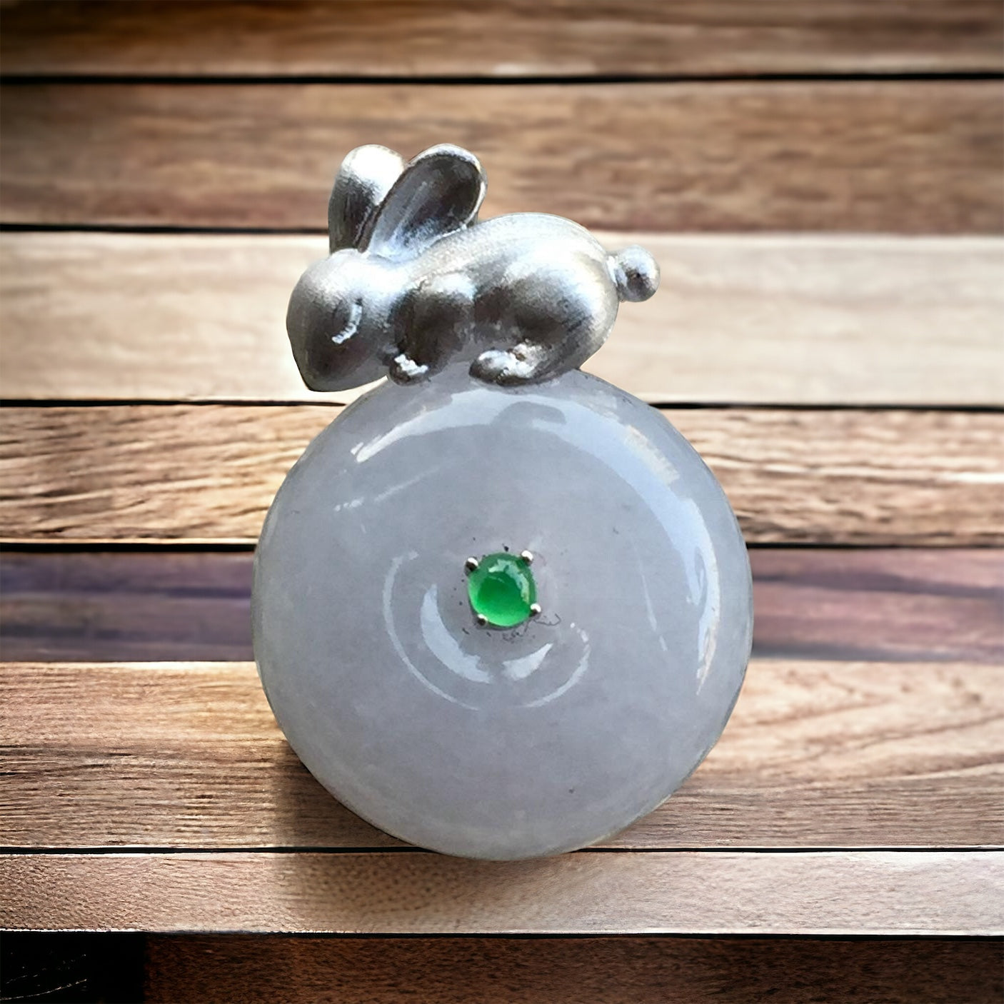 #757 GIA Certified Natural Lavender Burma Jadeite Thick Ping-An-Kou / Donut Pendant
