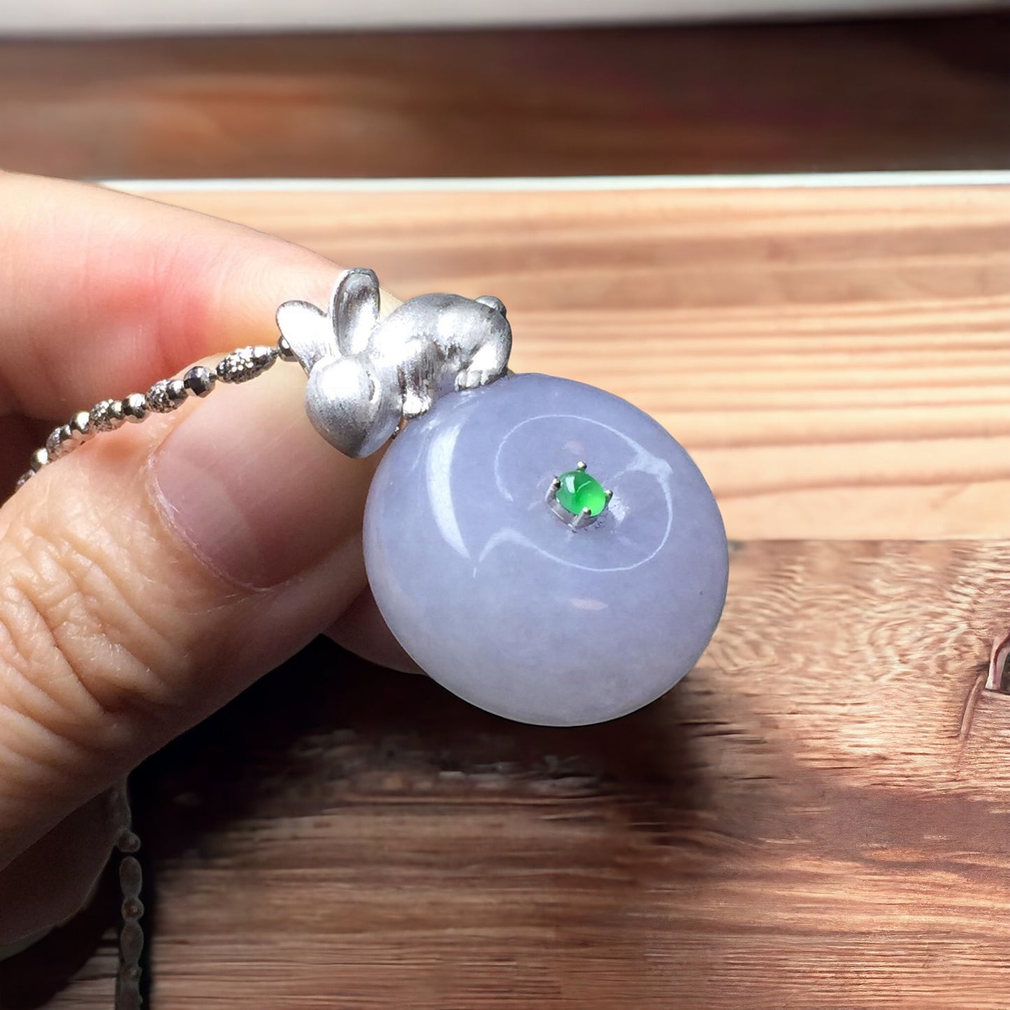 #757 GIA Certified Natural Lavender Burma Jadeite Thick Ping-An-Kou / Donut Pendant
