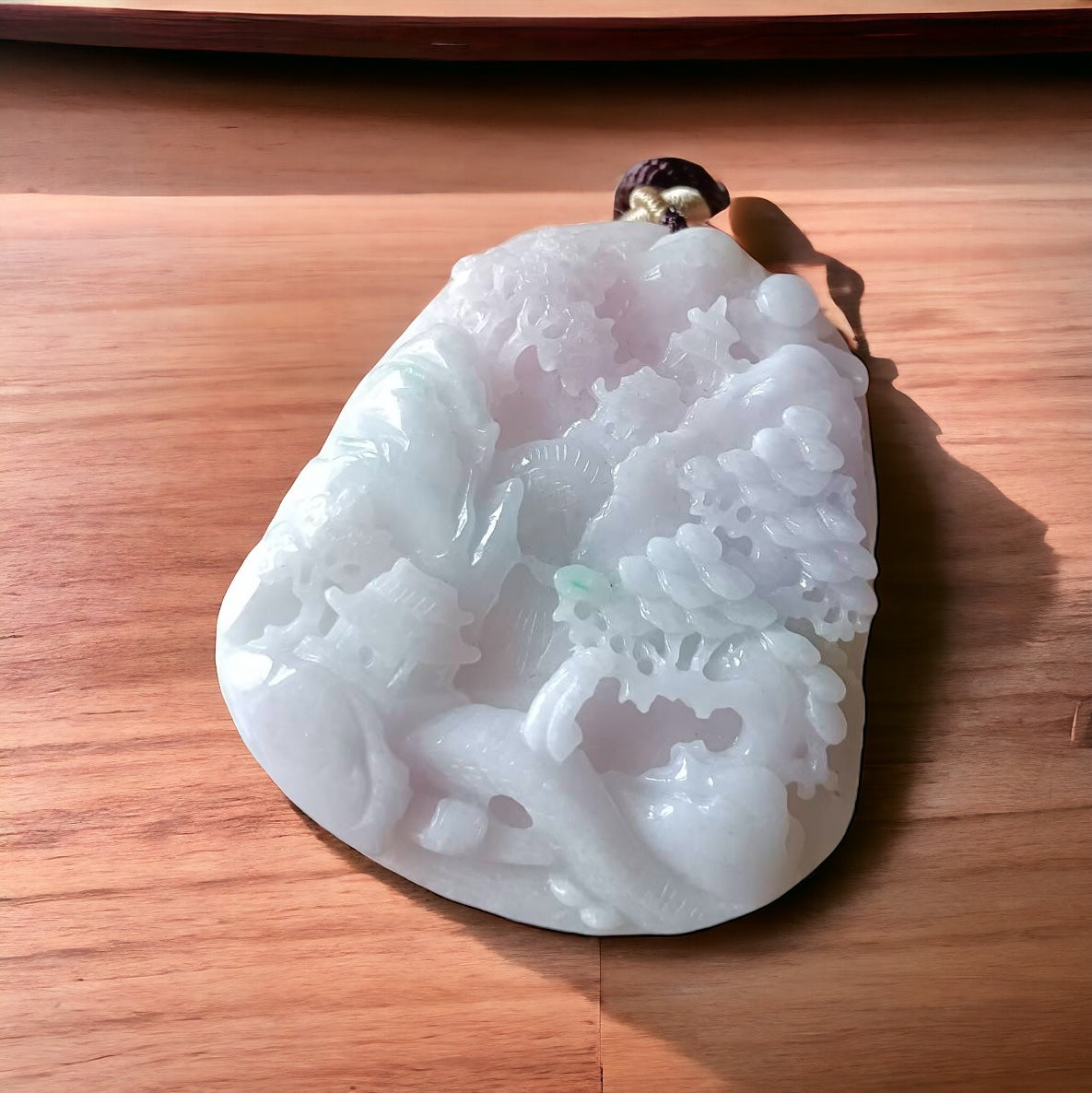 #669 AGL Certified Natural Lavender/Green Burma Jadeite Landscape Pendant