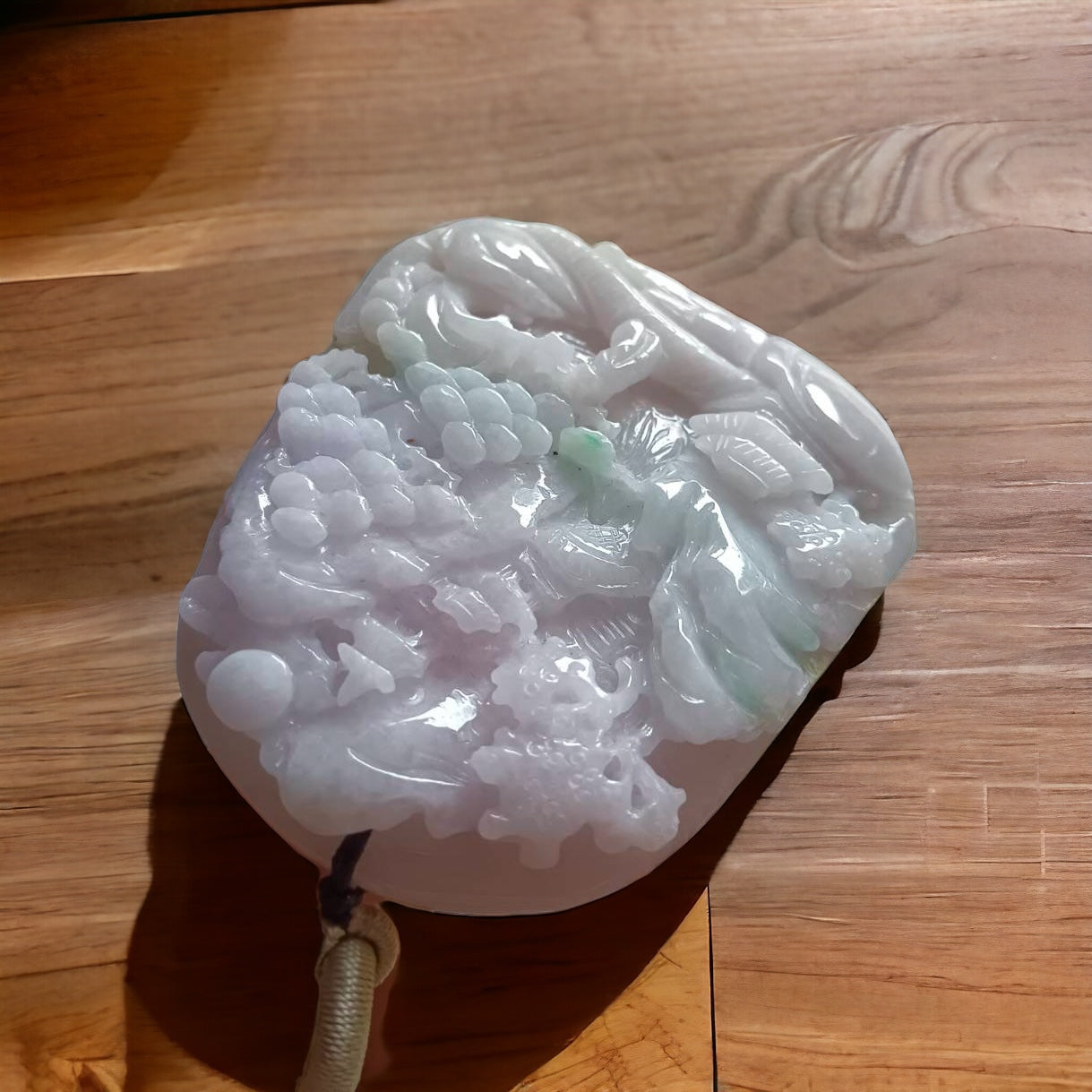 #669 AGL Certified Natural Lavender/Green Burma Jadeite Landscape Pendant