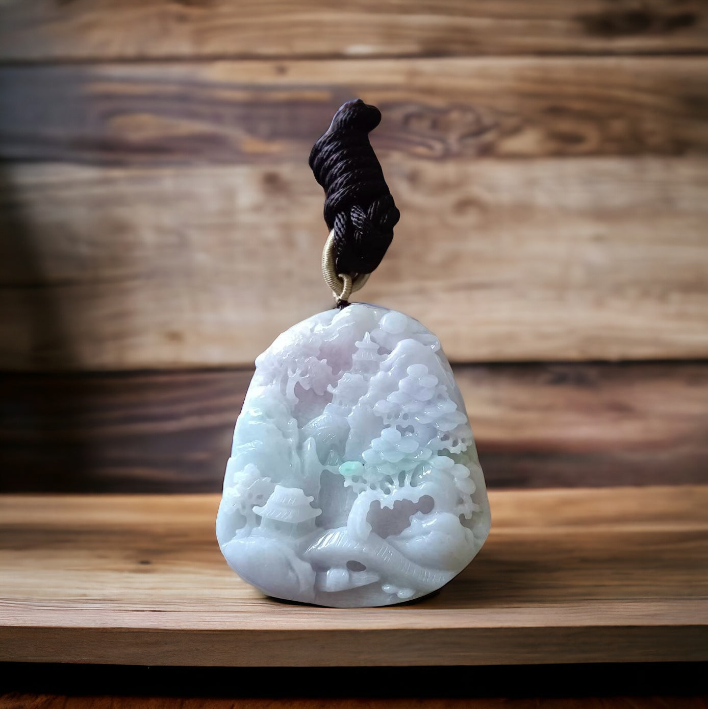 #669 AGL Certified Natural Lavender/Green Burma Jadeite Landscape Pendant