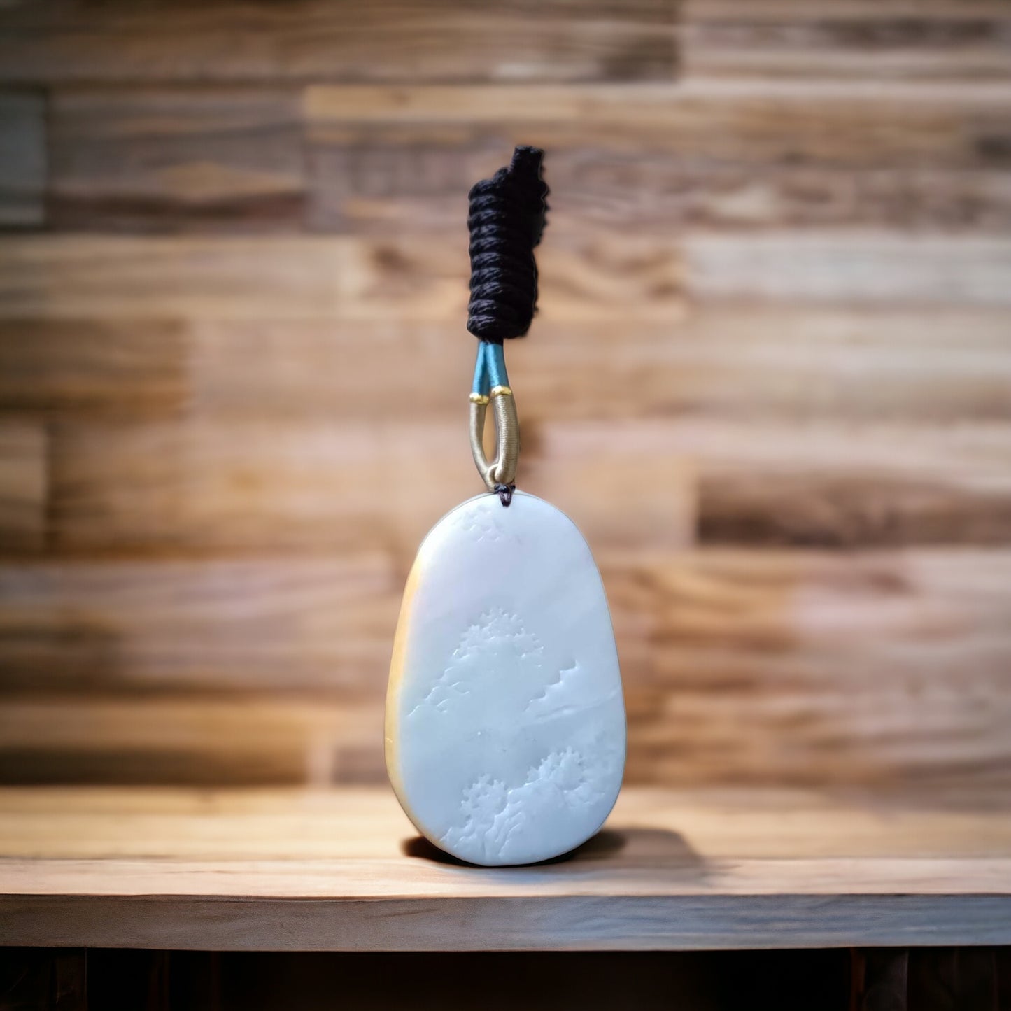 #635 AGL Certified Natural Lavender/Green/Yellow Burma Jadeite Guan-Yin in Landscape Pendant