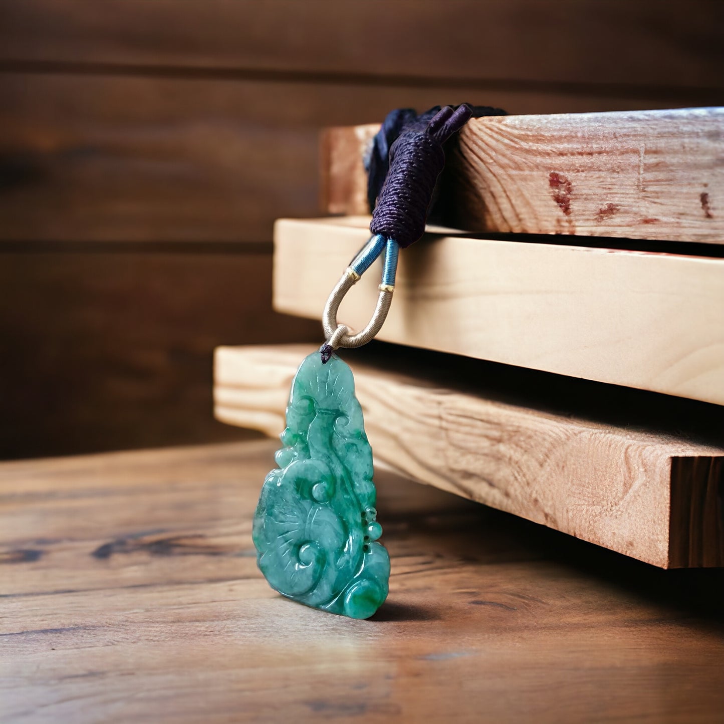 #632 AGL Certified Natural Green Burma Jadeite Phoenix Pendant