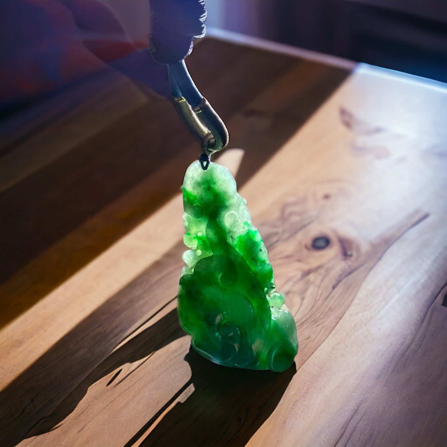 #632 AGL Certified Natural Green Burma Jadeite Phoenix Pendant