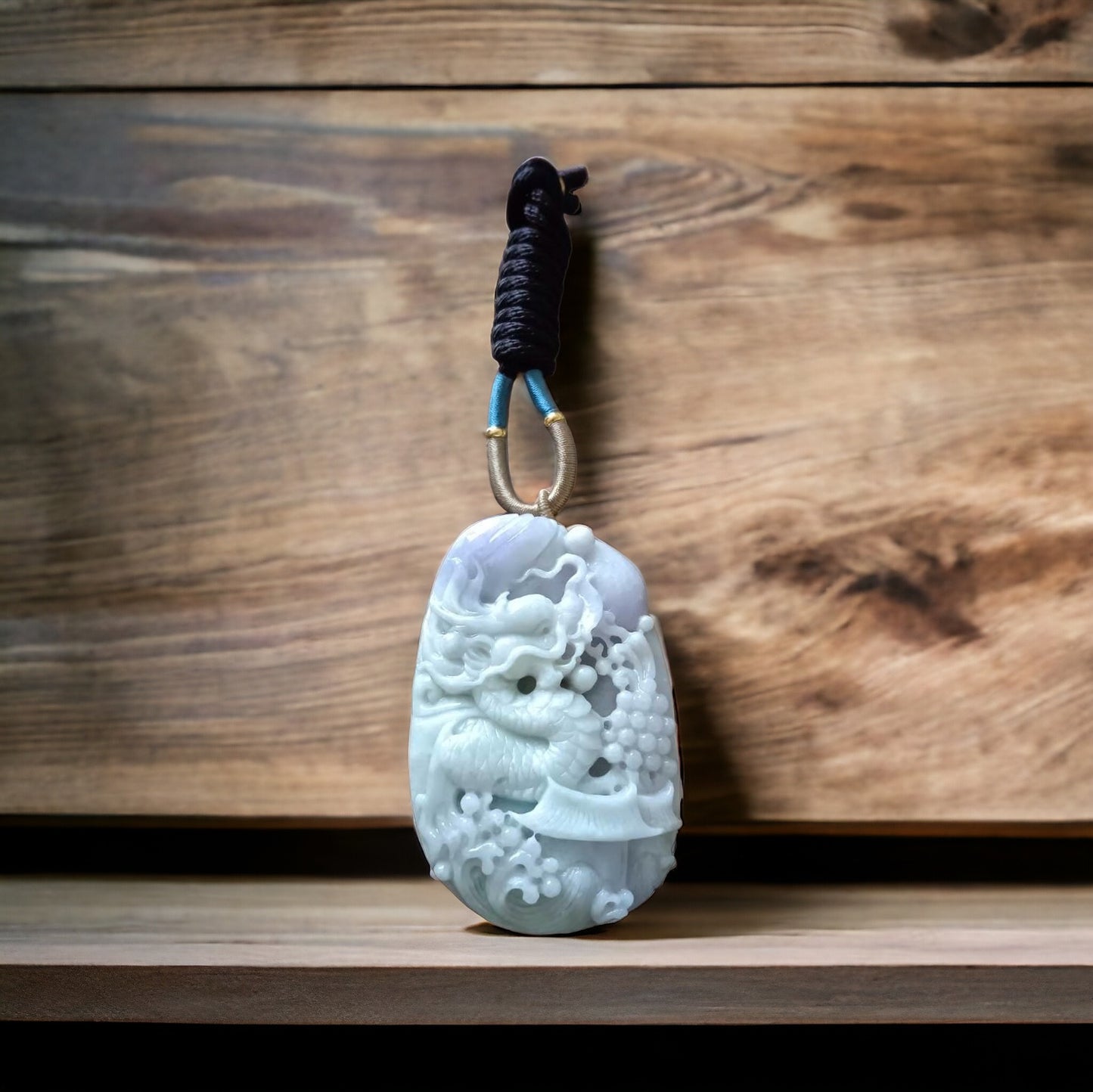 #639 AGL Certified Natural Lavender and Green Burma Jadeite Dragon Pendant