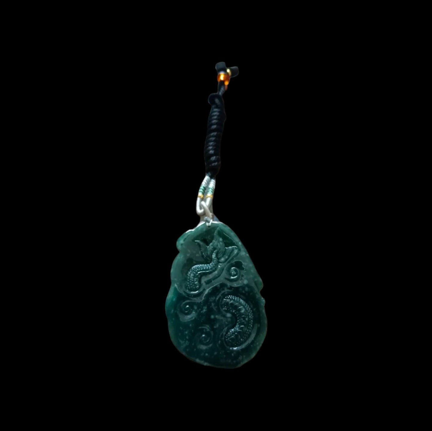 #614 AGL Certified Translucent Natural Green Guatemala Jadeite Dragon Pendant