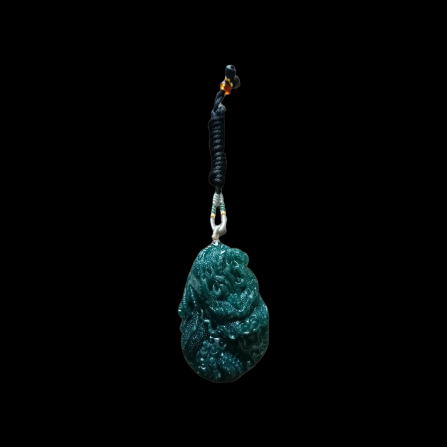 #614 AGL Certified Translucent Natural Green Guatemala Jadeite Dragon Pendant
