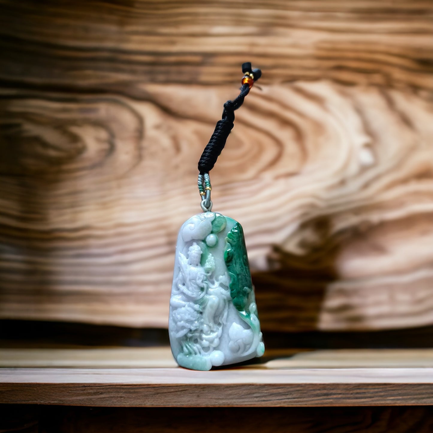 #628 AGL Certified Natural Lavender and Green Burma Jadeite Bodhisattva Akasagarbha Pendant