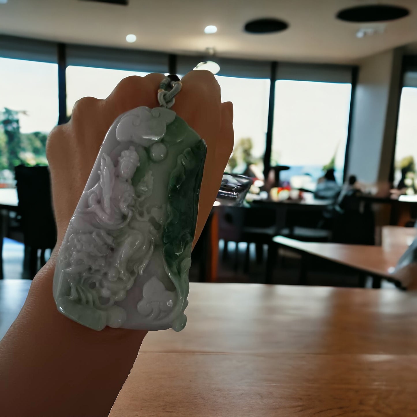 #628 AGL Certified Natural Lavender and Green Burma Jadeite Bodhisattva Akasagarbha Pendant