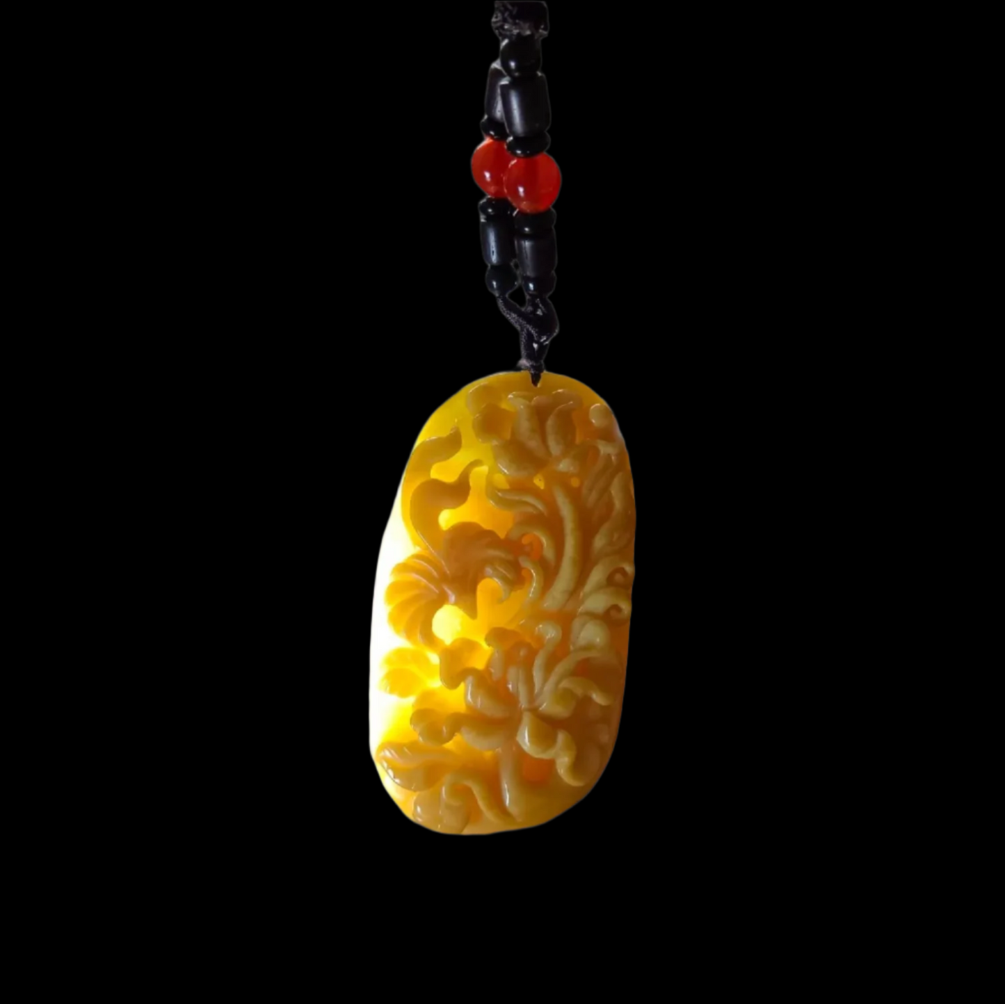 #642 AGL Certified Natural Yellow Burma Jadeite Flowers Pendant