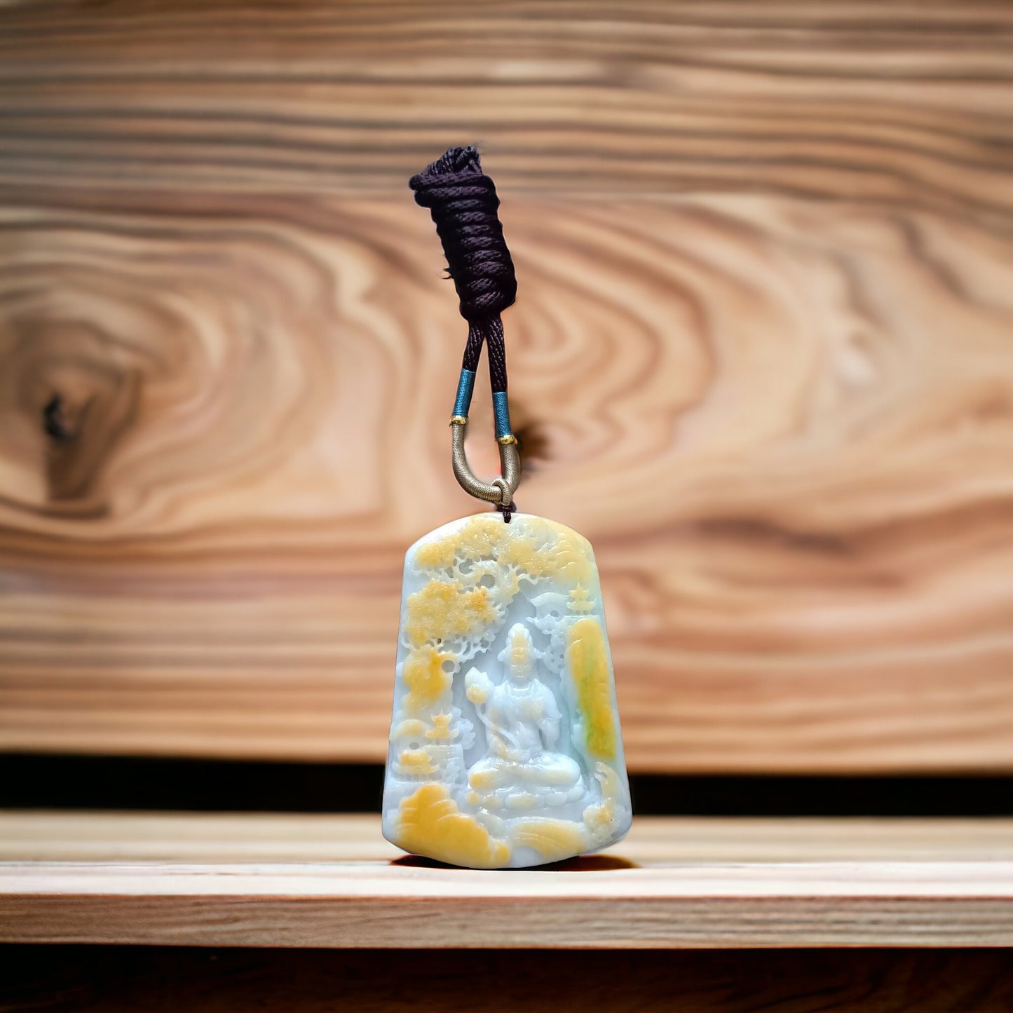 #645 AGL Certified Natural Four-Color Burma Jadeite Guan-Yin Pendant